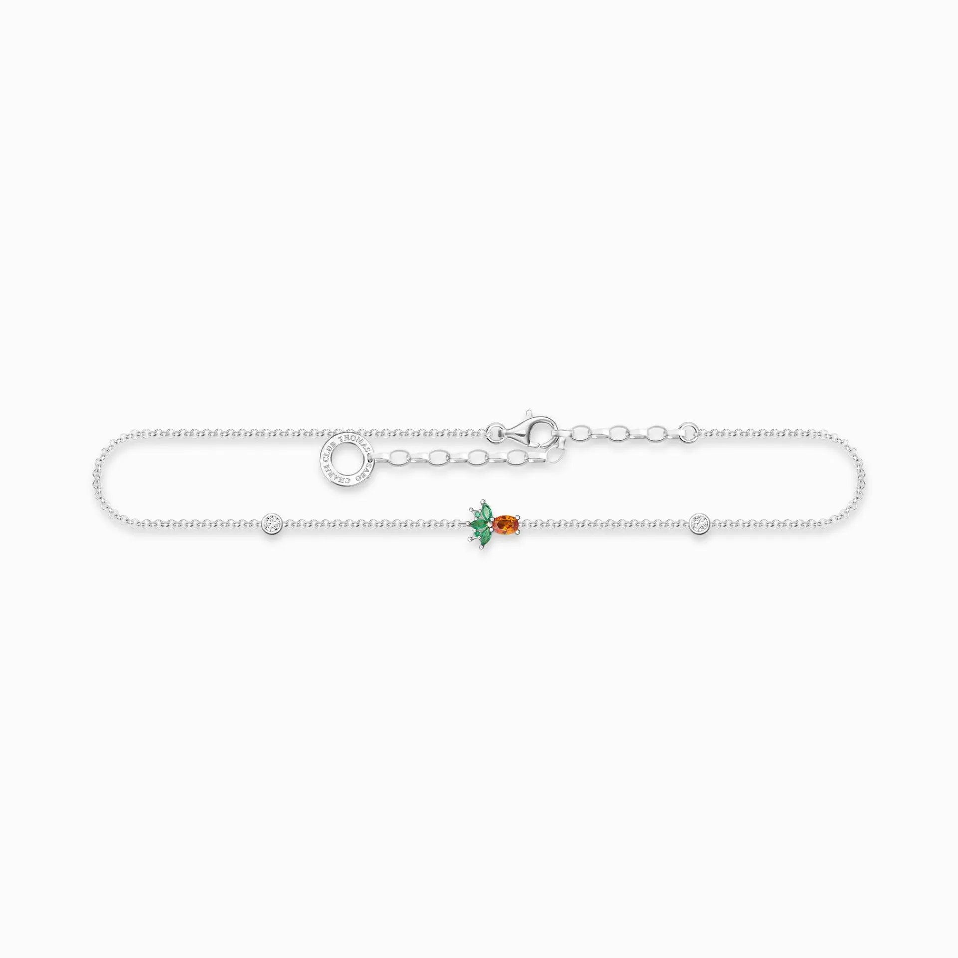 THOMAS SABO Ankelkedjor | Återvunnet 925 silver<ANKELKEDJA ANANAS SILVER silverfargad, orange, grön, vit