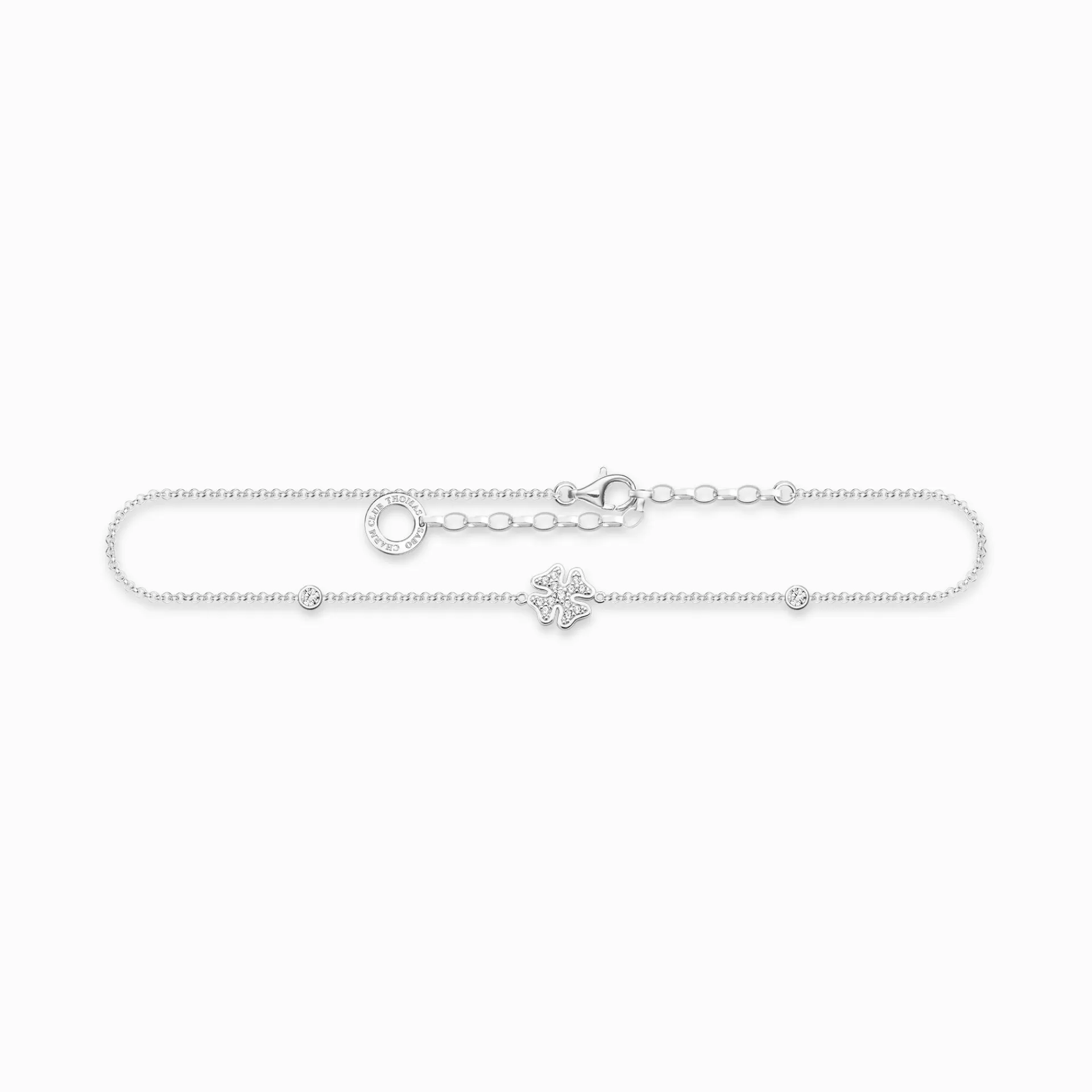 THOMAS SABO Ankelkedjor | Återvunnet 925 silver<ANKELKEDJA KL&OUML;VERBLAD SILVER silverfargad, vit