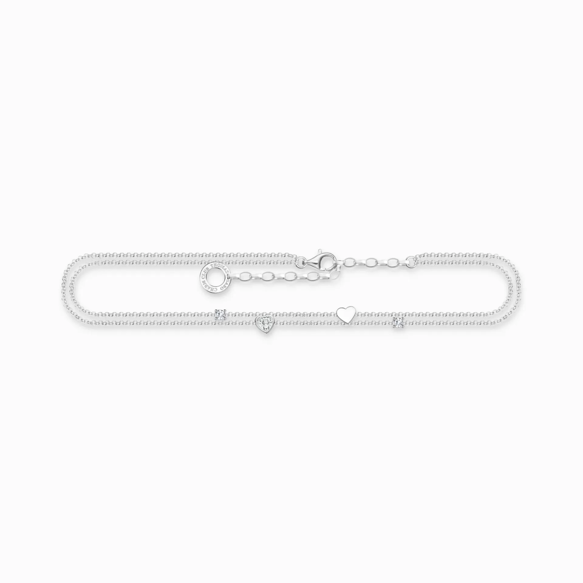 THOMAS SABO Ankelkedjor | Återvunnet 925 silver<ANKELKEDJA MED HJ&AUML;RTAN OCH VITA STENAR SILVER silverfargad, vit