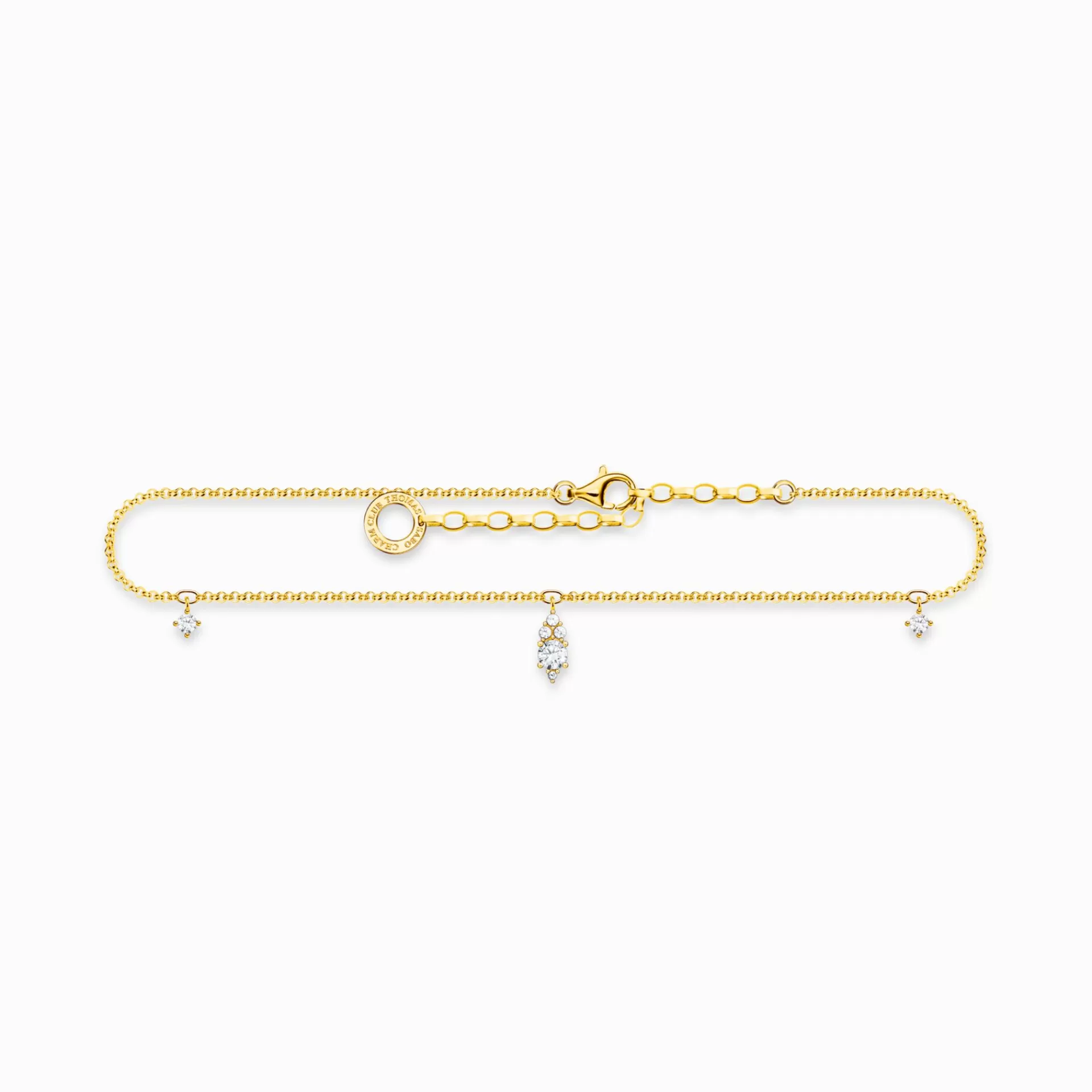 THOMAS SABO Ankelkedjor | 18K plätering<ANKELKEDJA VIT STEN GULD gult guldfargad, vit