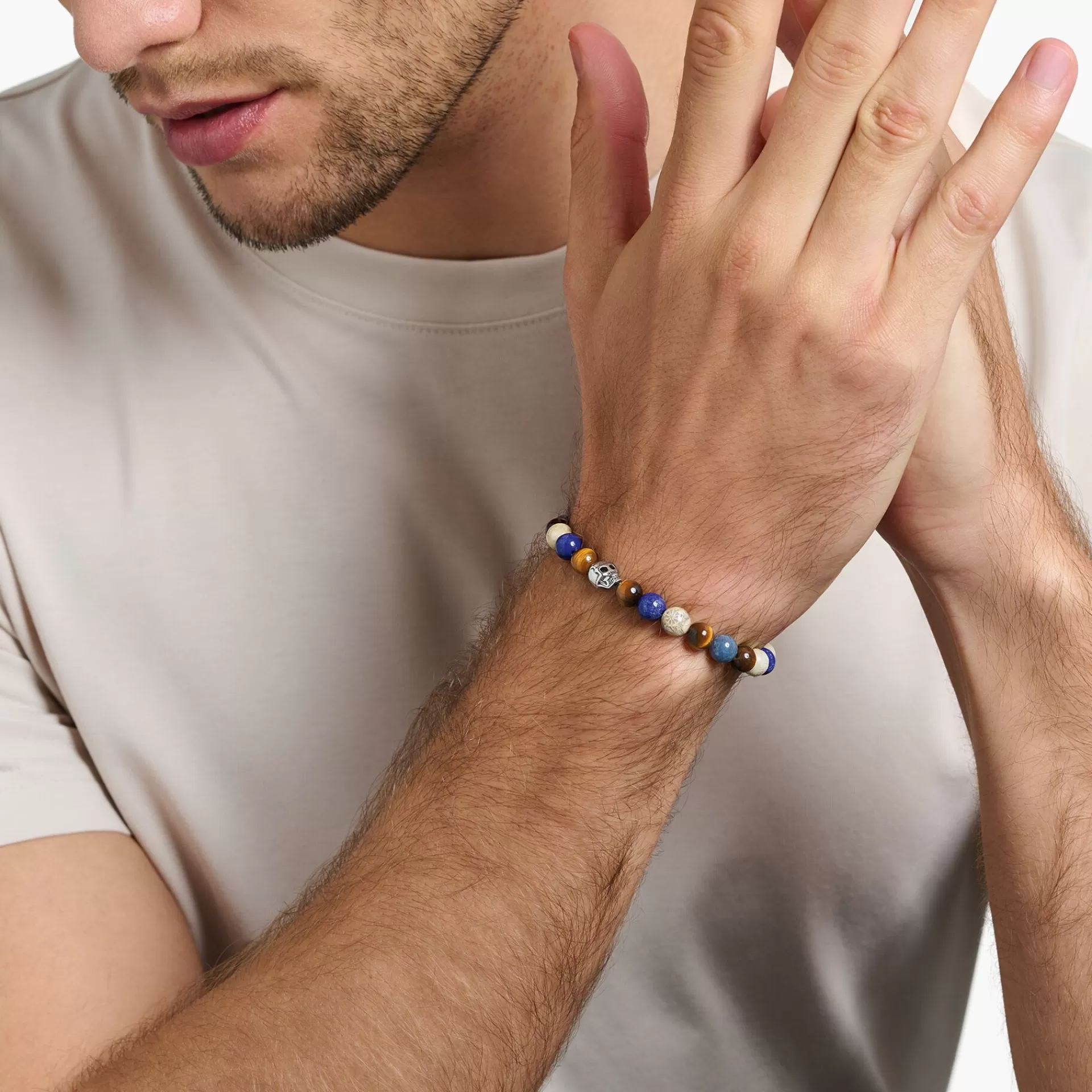 THOMAS SABO Armband | Återvunnet 925 silver<ARMBAND brun, mörkblå, ljusblå, naturfargad, silverfargad