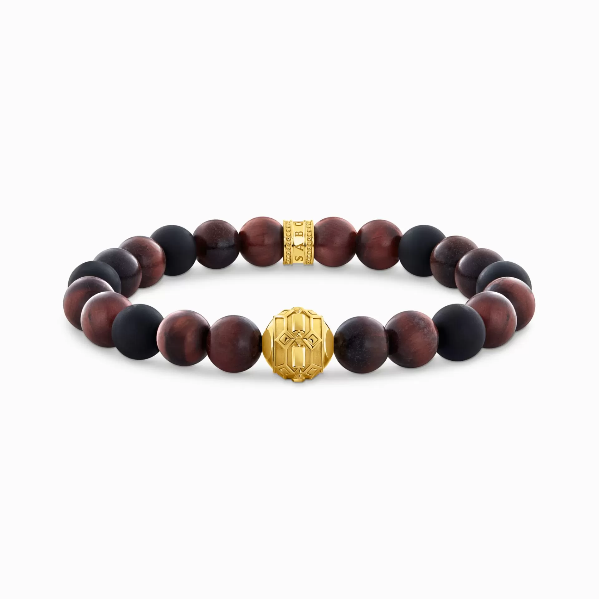 THOMAS SABO Armband | Armband<ARMBAND AV OBSIDIAN OCH TIGER&OUML;GA MED P&AUML;RLA, PL&AUML;TERAT gult guldfargad, röd, svart