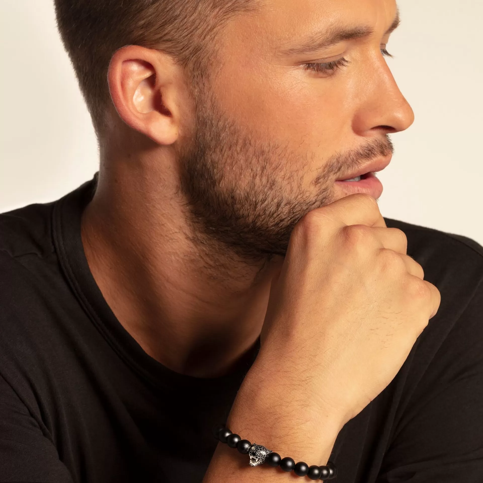 THOMAS SABO Armband | Återvunnet 925 silver<ARMBAND BLACK CAT ONYX grön, svart, silverfargad