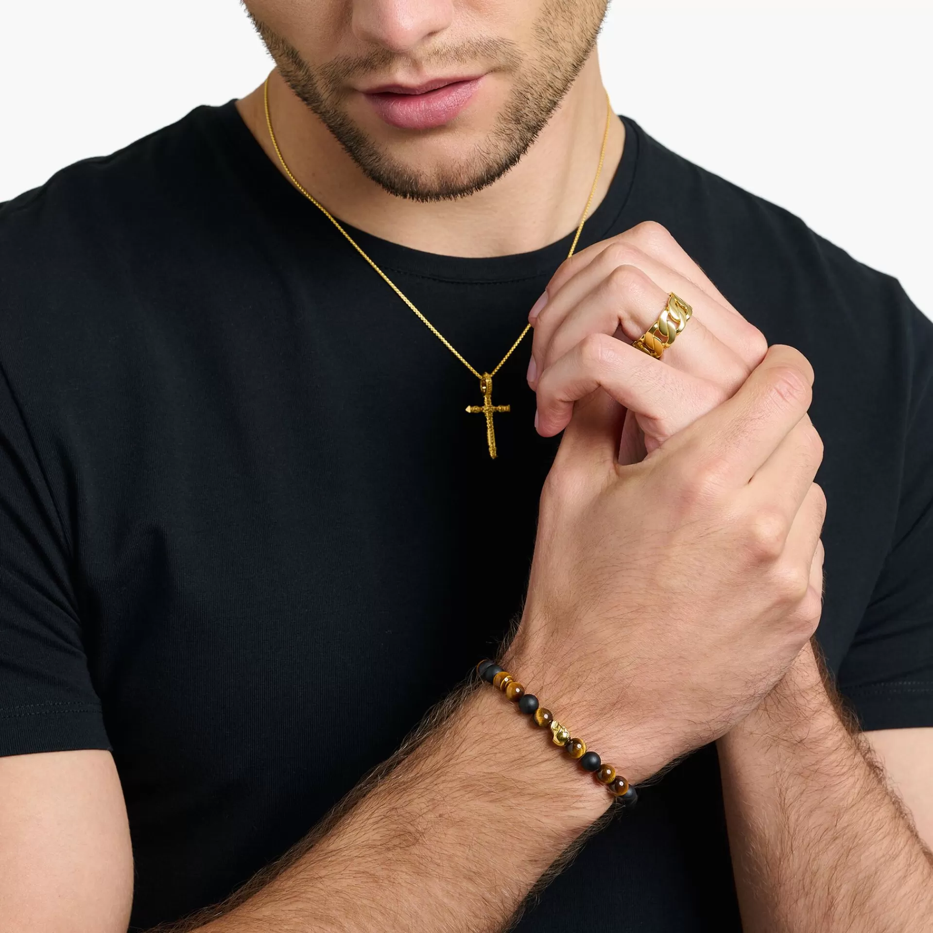 THOMAS SABO Armband | 18K plätering<ARMBAND BRUN D&OUML;DSKALLE brun, gult guldfargad, svart