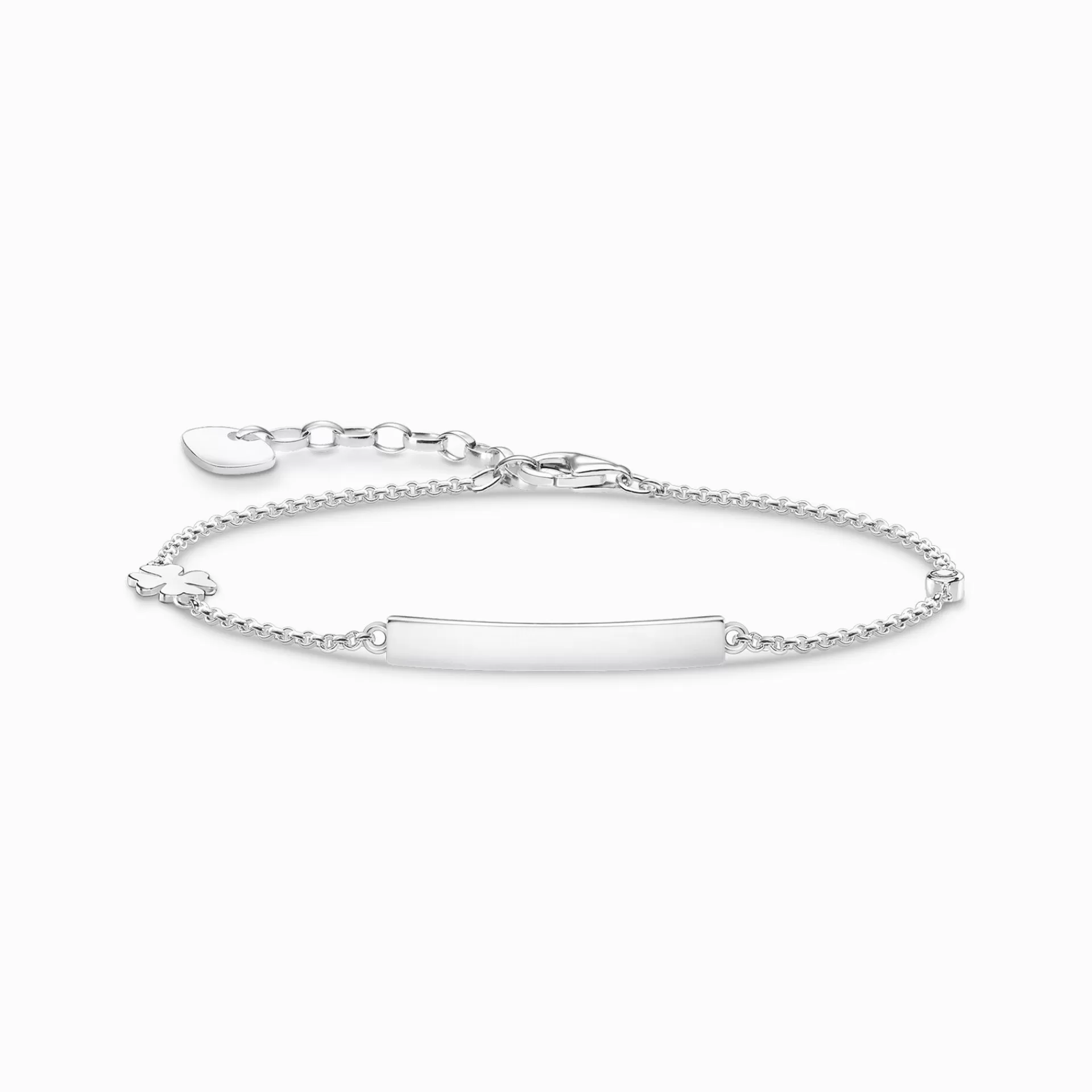 THOMAS SABO Armband | Återvunnet 925 silver<ARMBAND CLASSIC MED KL&OUML;VERBLAD  VIT STEN silverfargad, vit