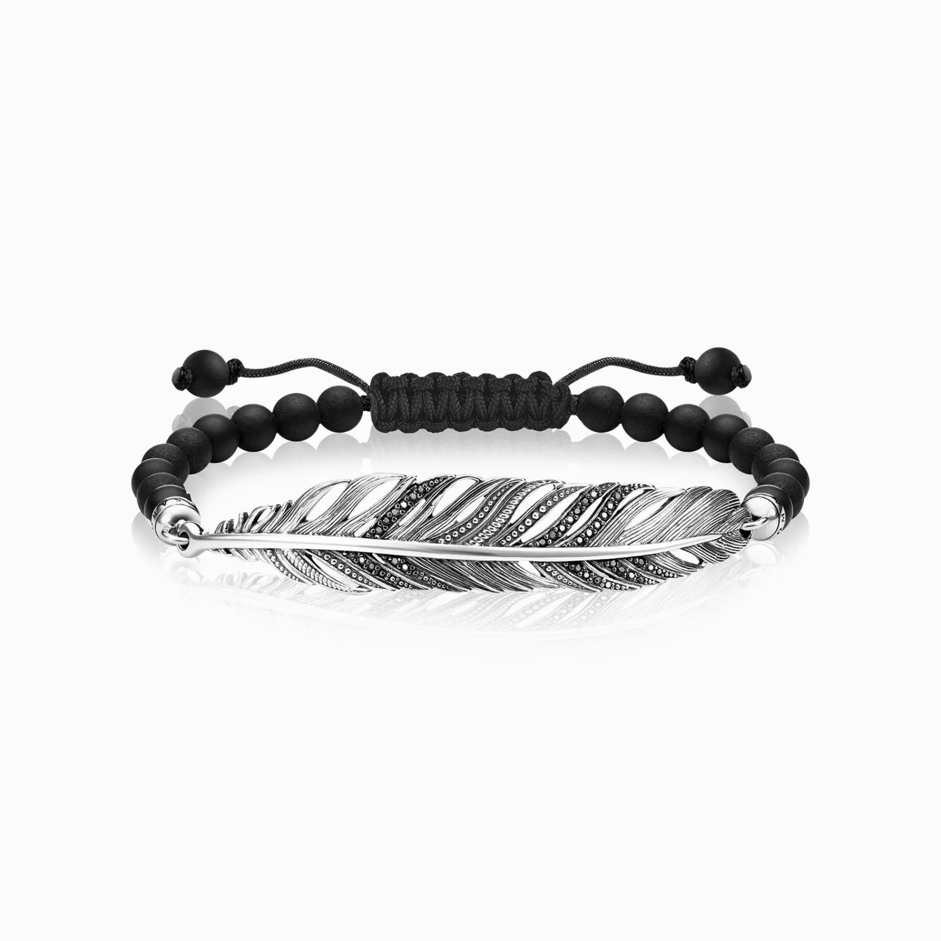 THOMAS SABO Armband | Återvunnet 925 silver<ARMBAND FJ&AUML;DER svart, silverfargad