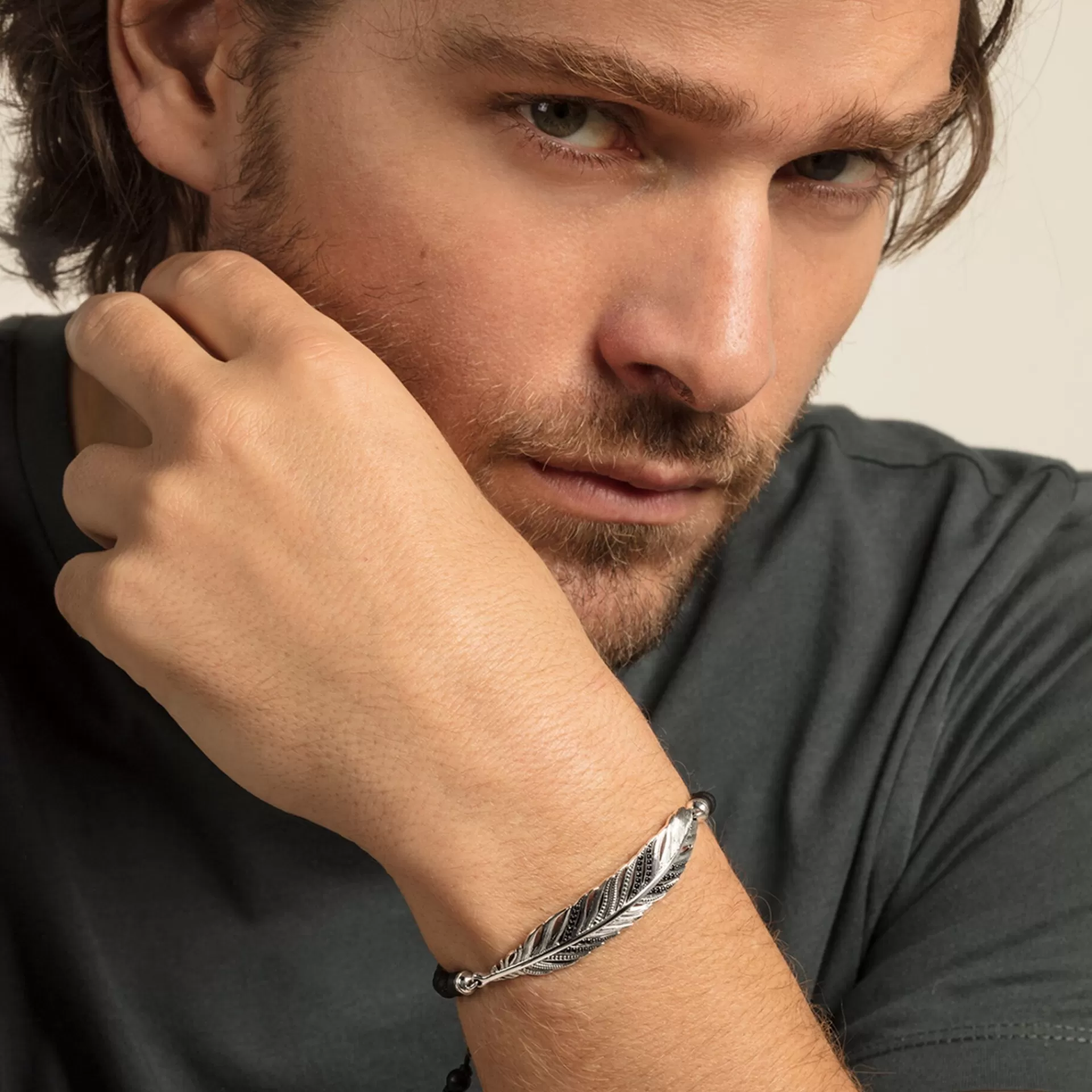 THOMAS SABO Armband | Återvunnet 925 silver<ARMBAND FJ&AUML;DER svart, silverfargad