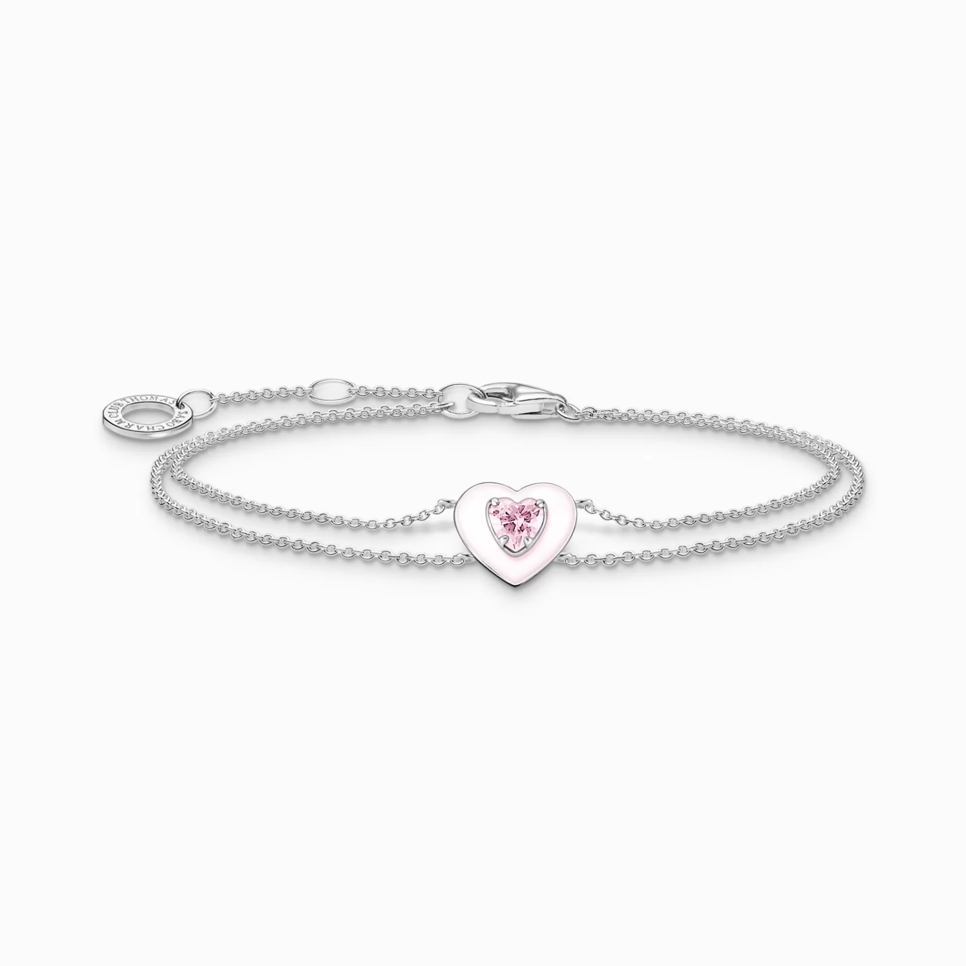 THOMAS SABO Armband | Återvunnet 925 silver<ARMBAND HJ&AUML;RTA MED ROSA STENAR SILVER silverfargad, rosa