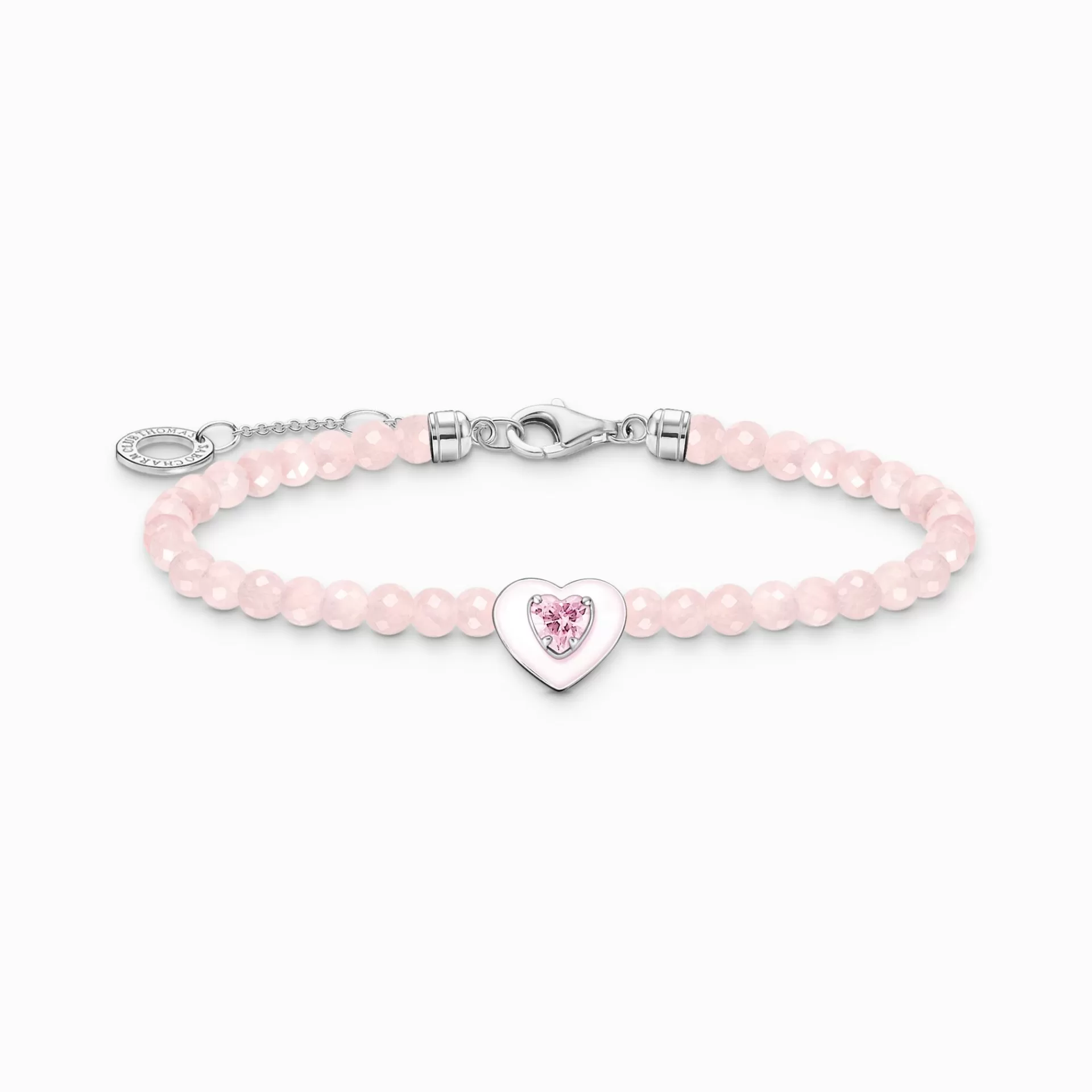 THOMAS SABO Armband | Återvunnet 925 silver<ARMBAND HJ&AUML;RTA MED ROSENKVARTS BEADS silverfargad, rosa