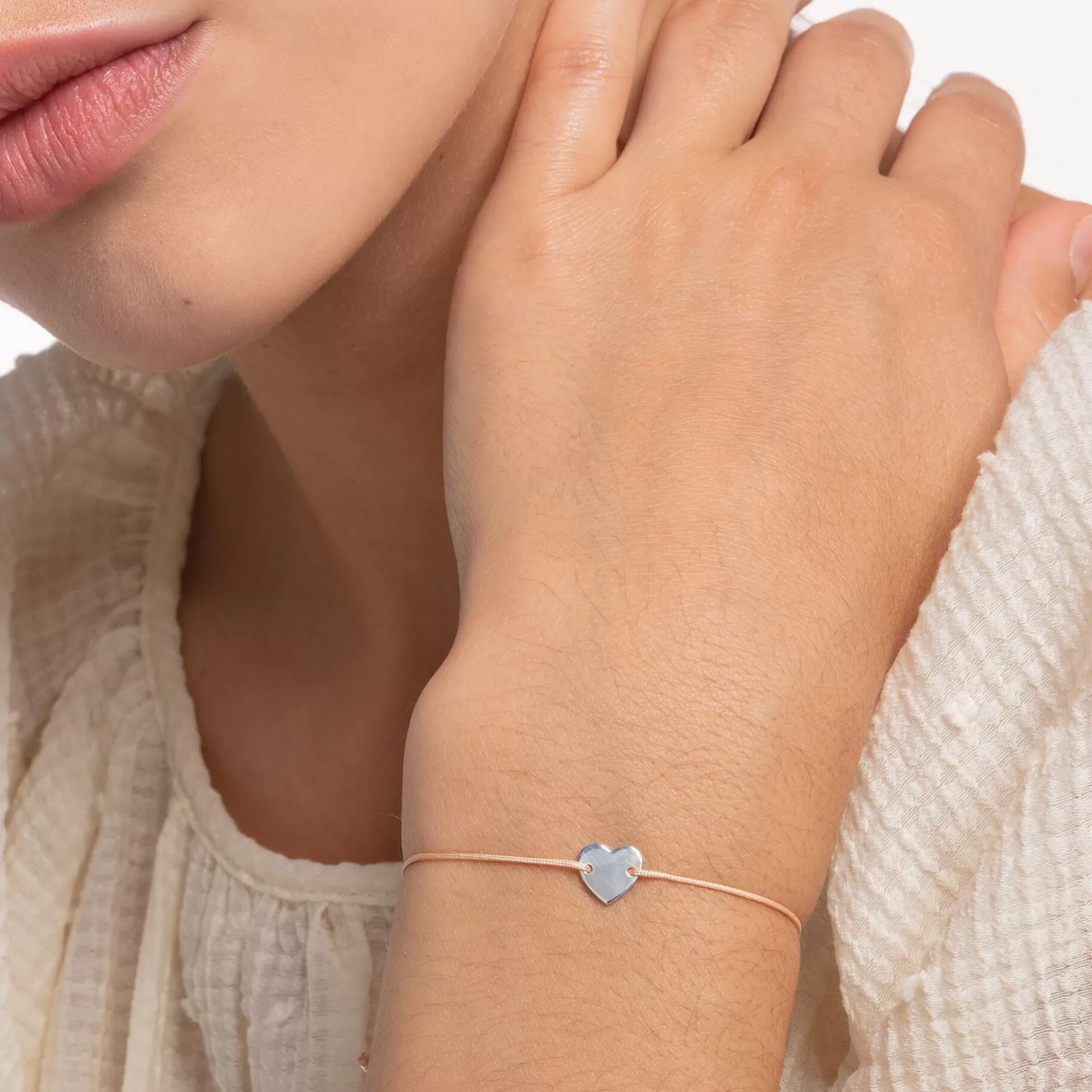 THOMAS SABO Armband | Återvunnet 925 silver<ARMBAND HJ&AUML;RTA SILVER silverfargad, beige, rosa