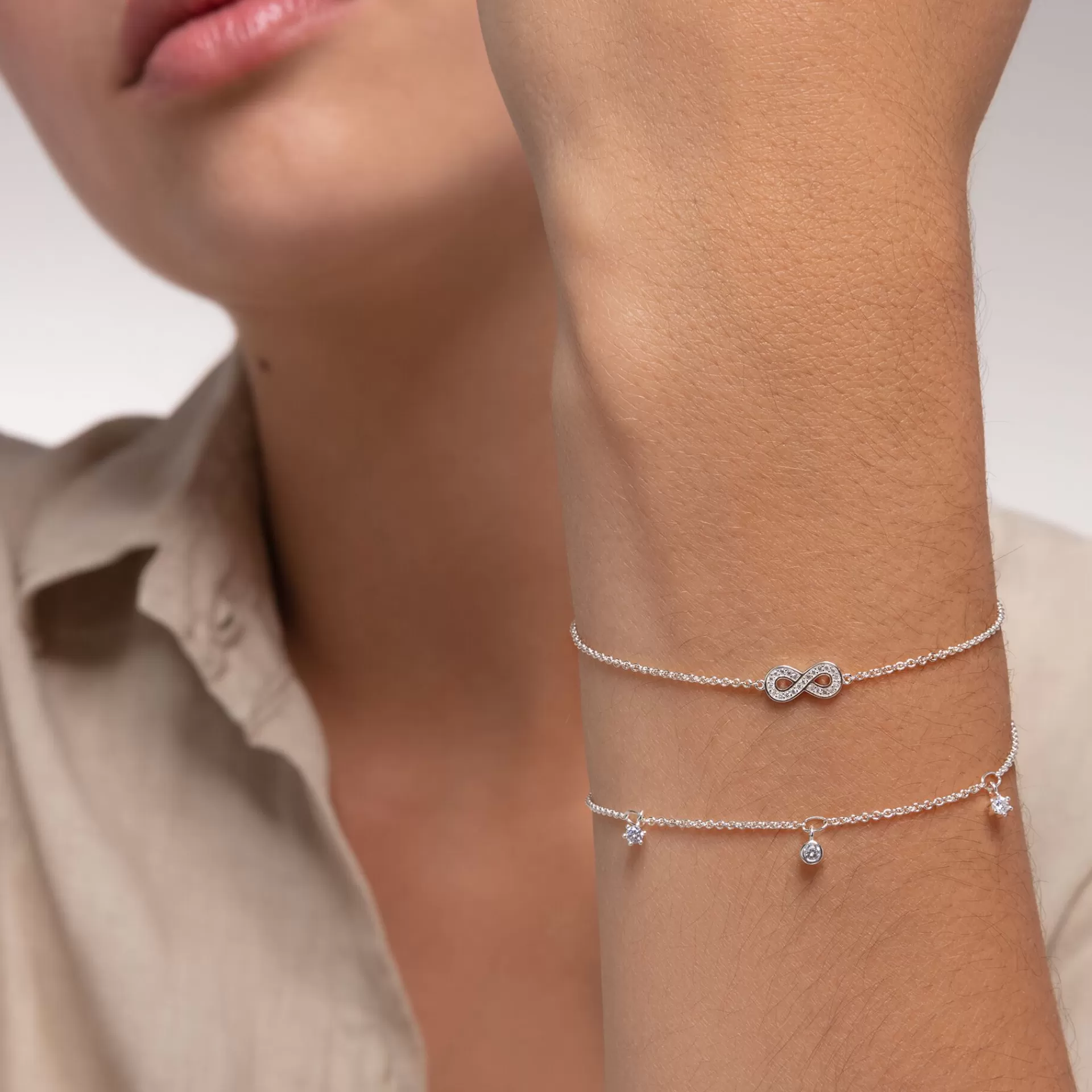 THOMAS SABO Armband | Återvunnet 925 silver<ARMBAND INFINITY SILVER silverfargad, vit