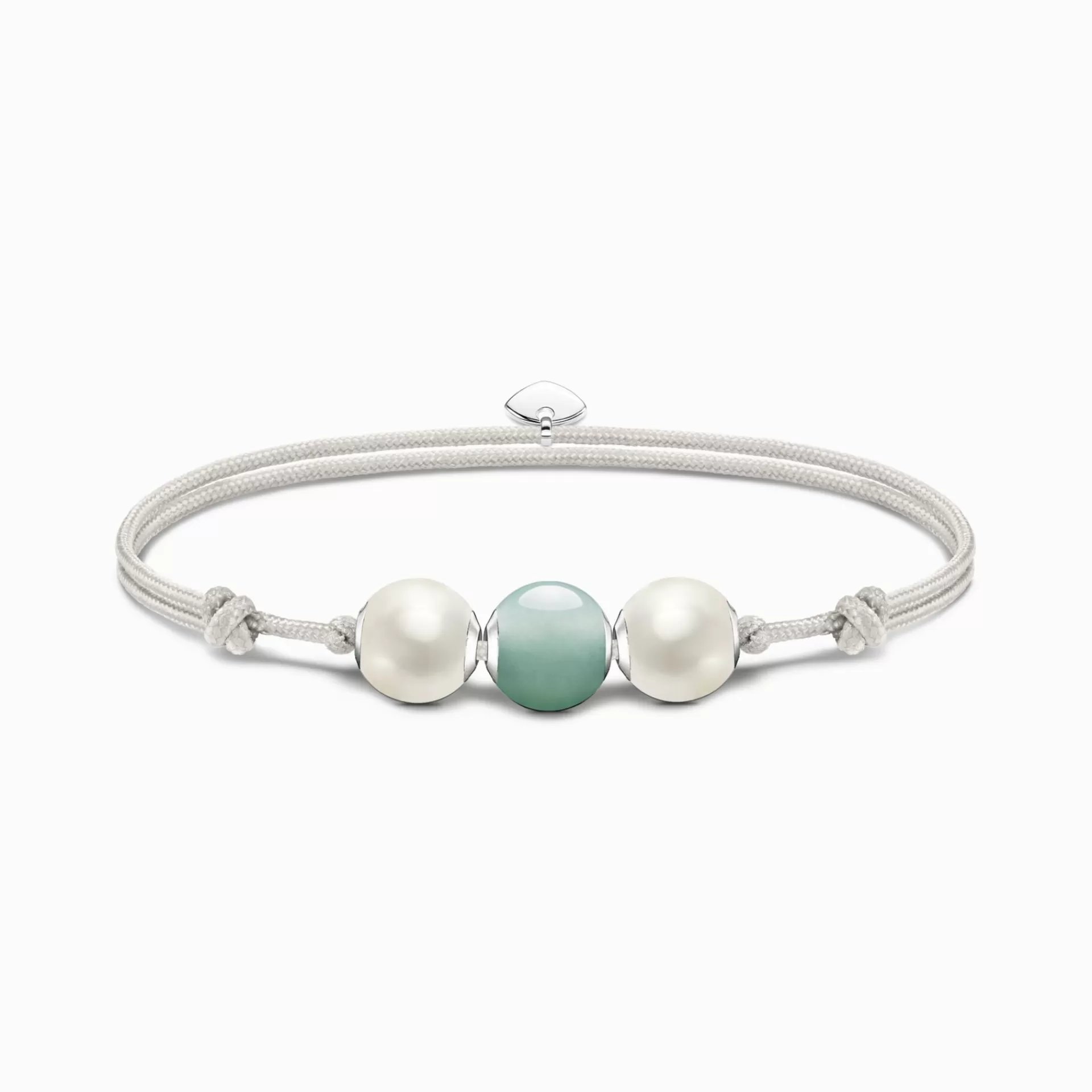 THOMAS SABO Armband | Återvunnet 925 silver<ARMBAND KARMA SECRET MED GR&OUML;N AVENTURIN BEAD OCH VIT S&OUML;TVATTENSP&AUML;RLA silverfargad, grön, vit, beige