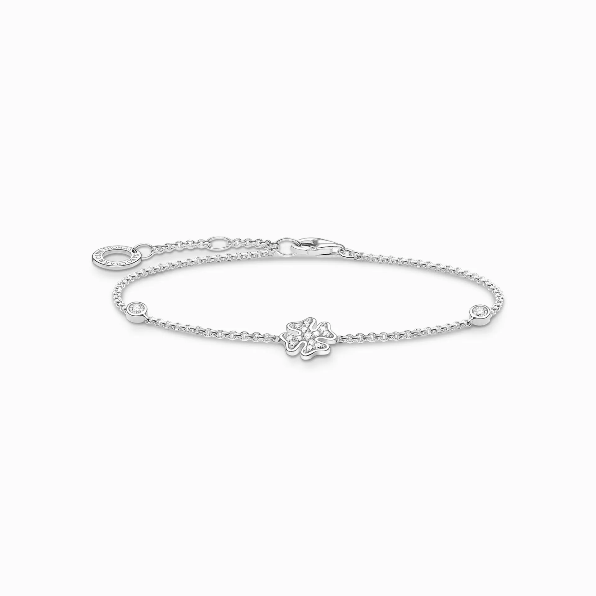 THOMAS SABO Armband | Återvunnet 925 silver<ARMBAND KL&OUML;VERBLAD MED STENAR SILVER silverfargad, vit
