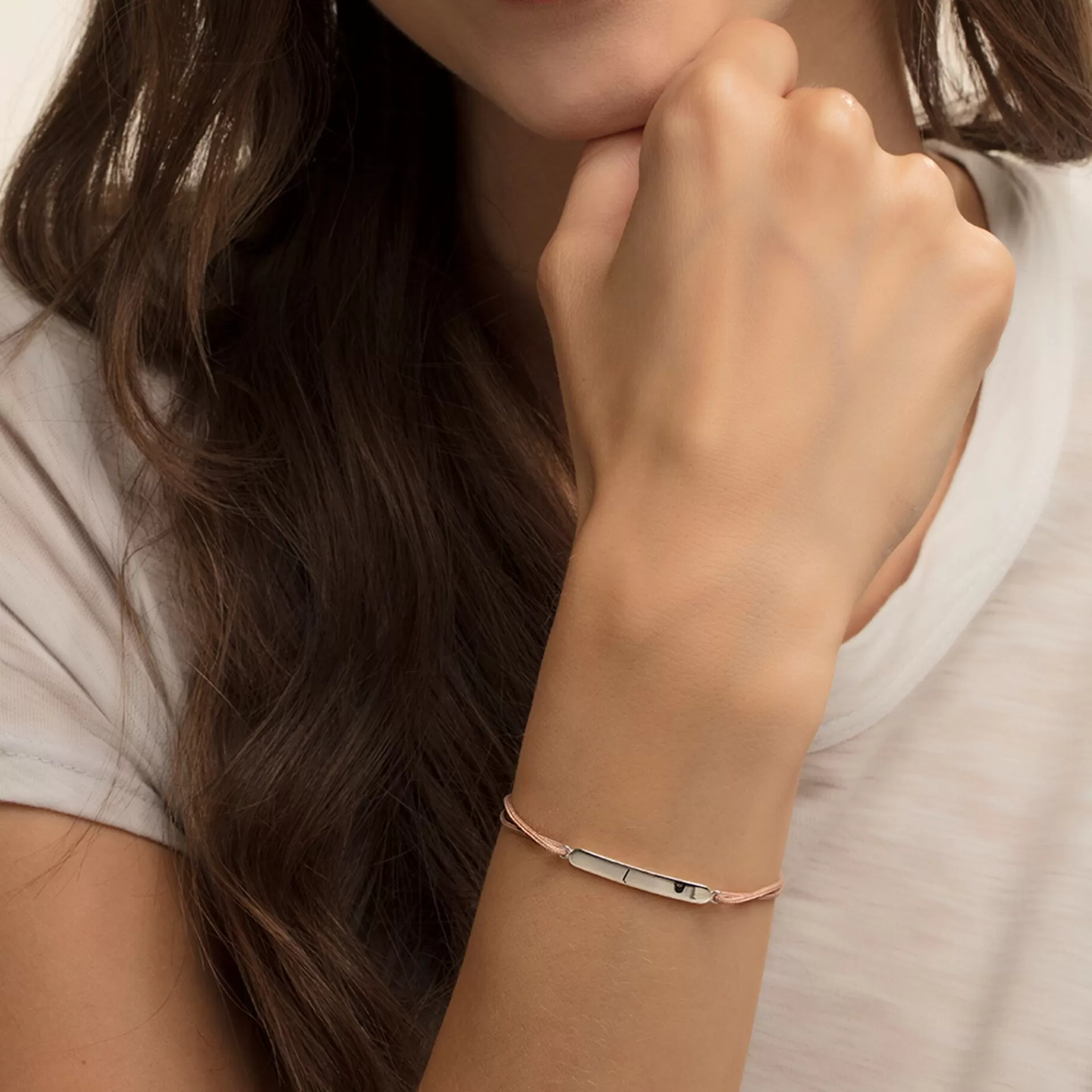 THOMAS SABO Armband | Återvunnet 925 silver<ARMBAND LITTLE SECRET CLASSIC beige, silverfargad