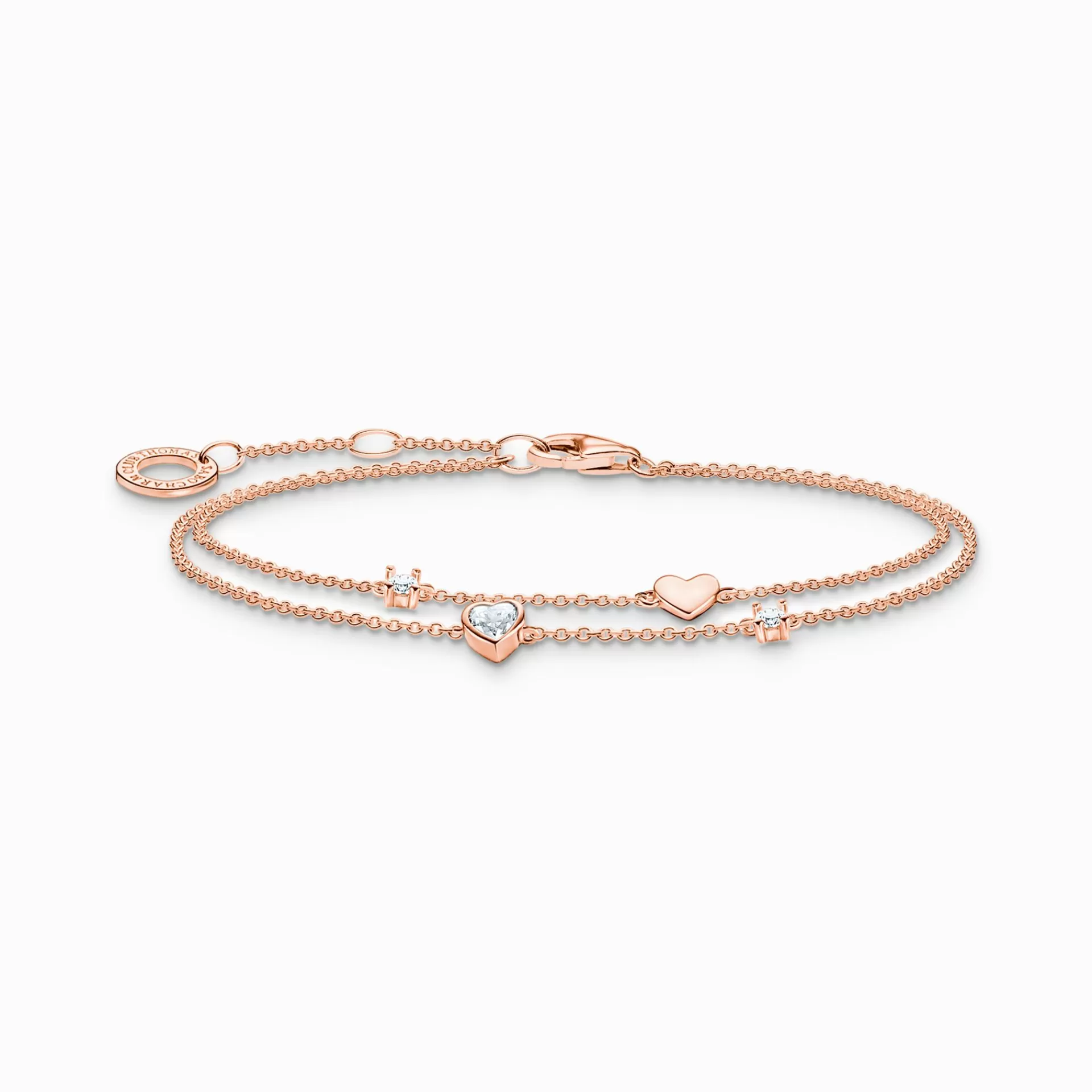 THOMAS SABO Armband | 18K roséguldplätering<ARMBAND MED HJ&AUML;RTAN OCH VITA STENAR ROS&EACUTE;GULD roséguldfargad, vit