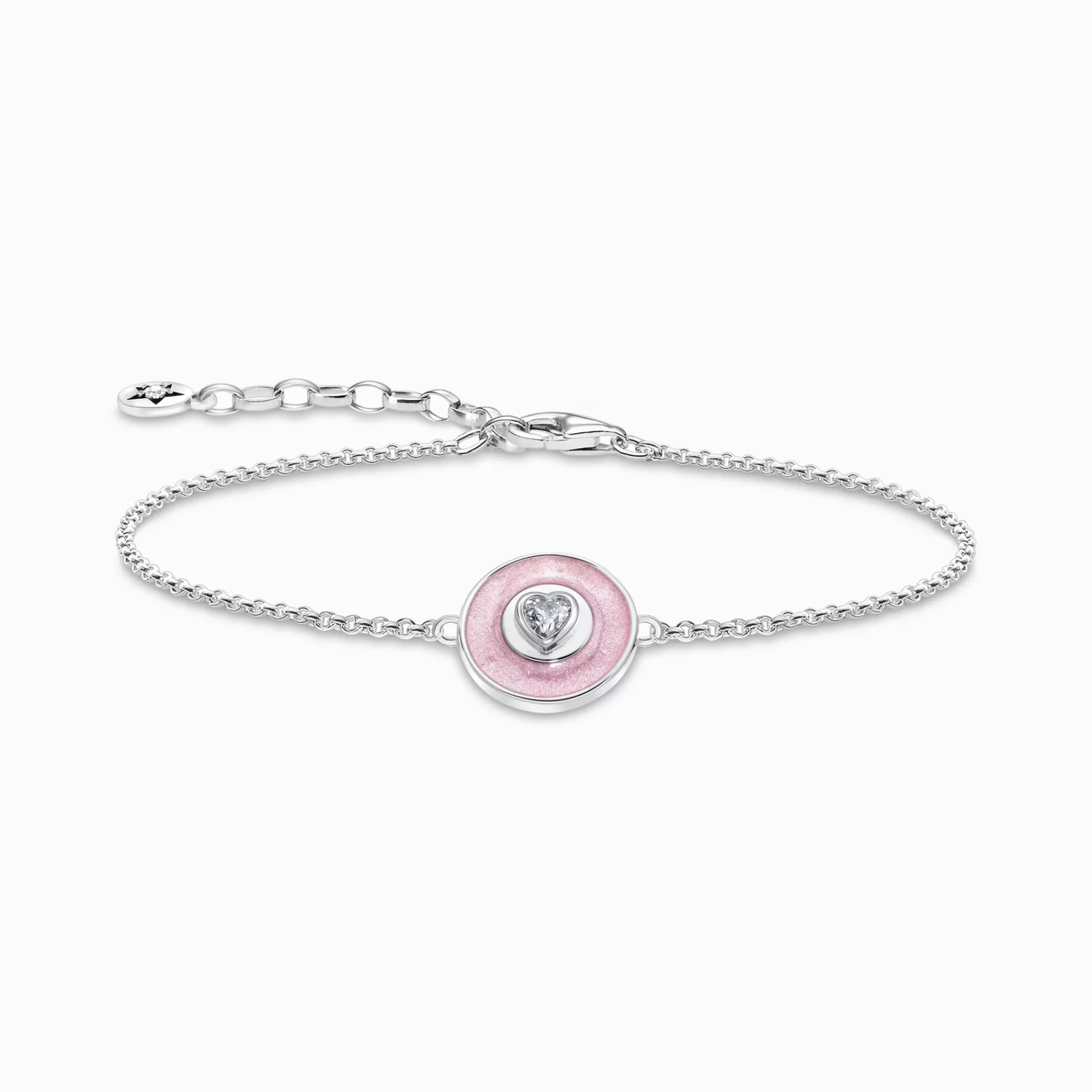 THOMAS SABO Armband | Återvunnet 925 silver<ARMBAND MED ROSA H&AUML;NGSMYCKE OCH HJ&AUML;RTFORMAD ZIRKONIA - SILVER silverfargad, vit, rosa