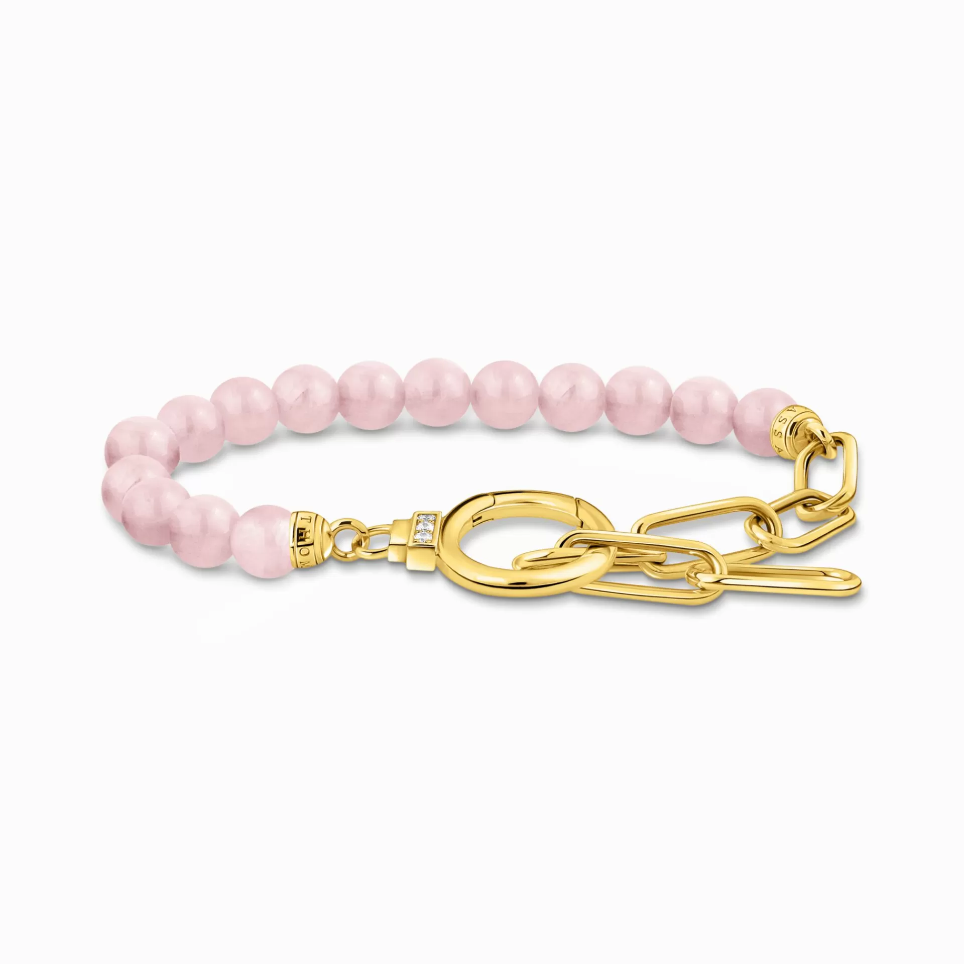 THOMAS SABO Armband | Halsband<ARMBAND MED ROSA P&AUML;RLOR OCH L&AUML;NKKEDJA - F&OUML;RGYLLT gult guldfargad, vit, rosa