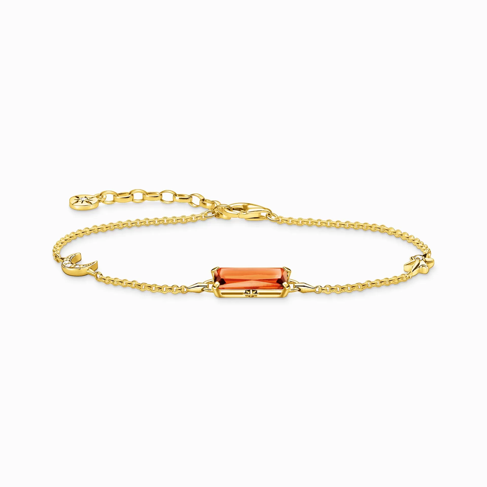 THOMAS SABO Armband | 18K plätering<ARMBAND ORANGE STEN MED M&ARING;NE OCH STJ&AUML;RNA GULDPL&AUML;TERAD gult guldfargad, vit, orange