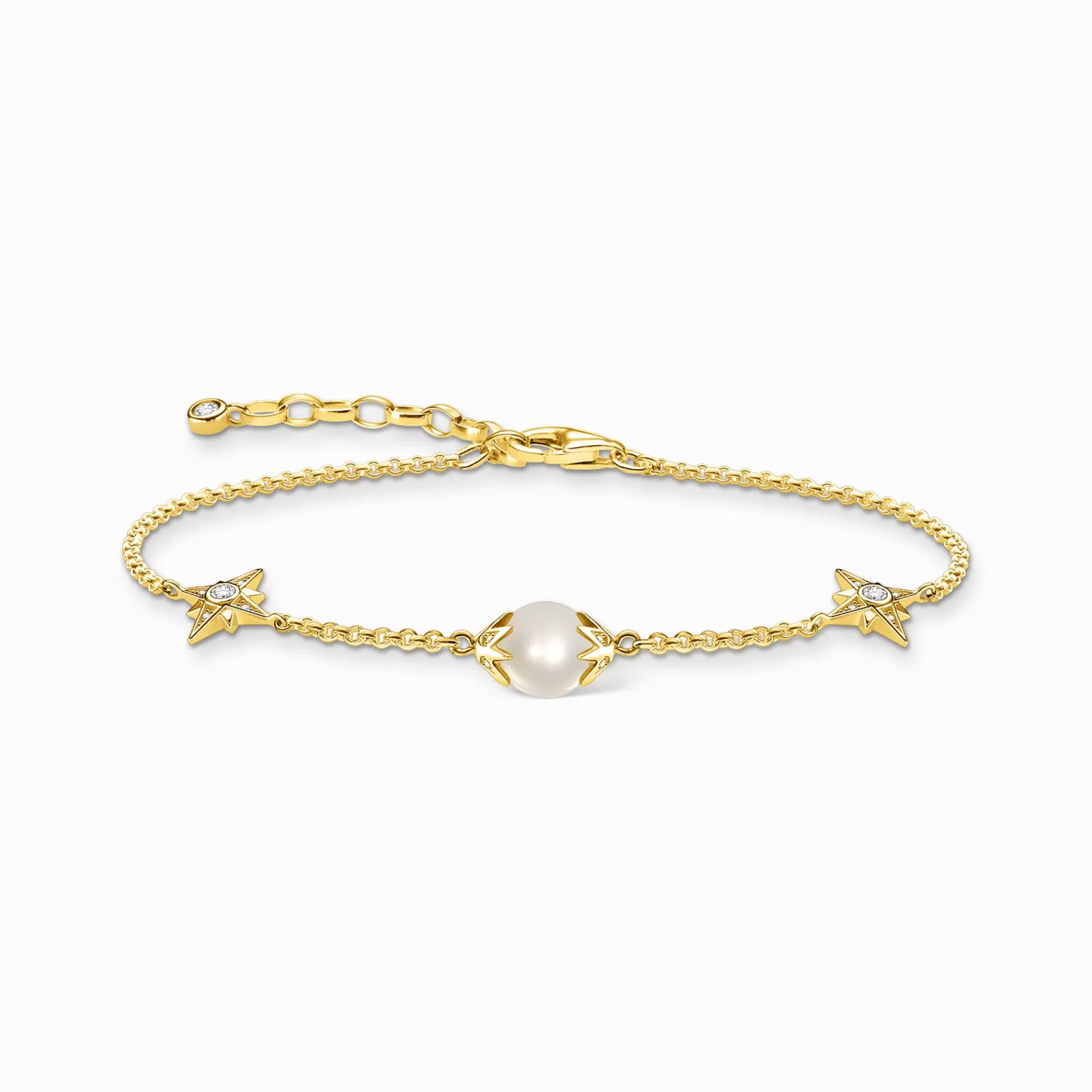 THOMAS SABO Armband | 18K plätering<ARMBAND P&AUML;RLA MED STJ&AUML;RNOR GULD vit, gult guldfargad