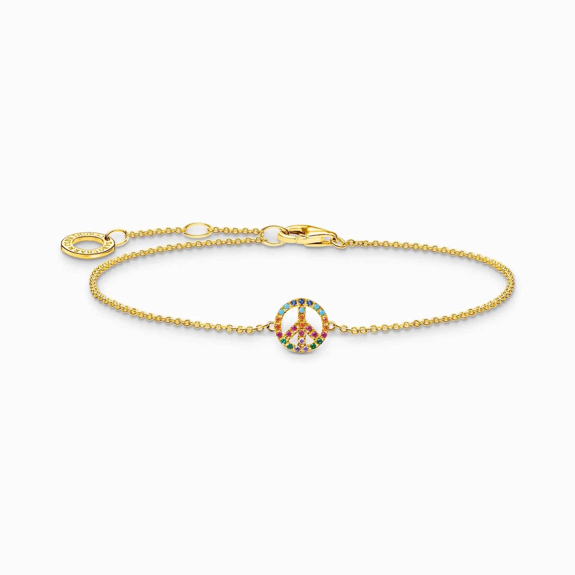 THOMAS SABO Armband | 18K plätering<ARMBAND PEACE MED STENAR I F&AUML;RG GULD gult guldfargad, blå, orange, röd, violett, grön, turkos