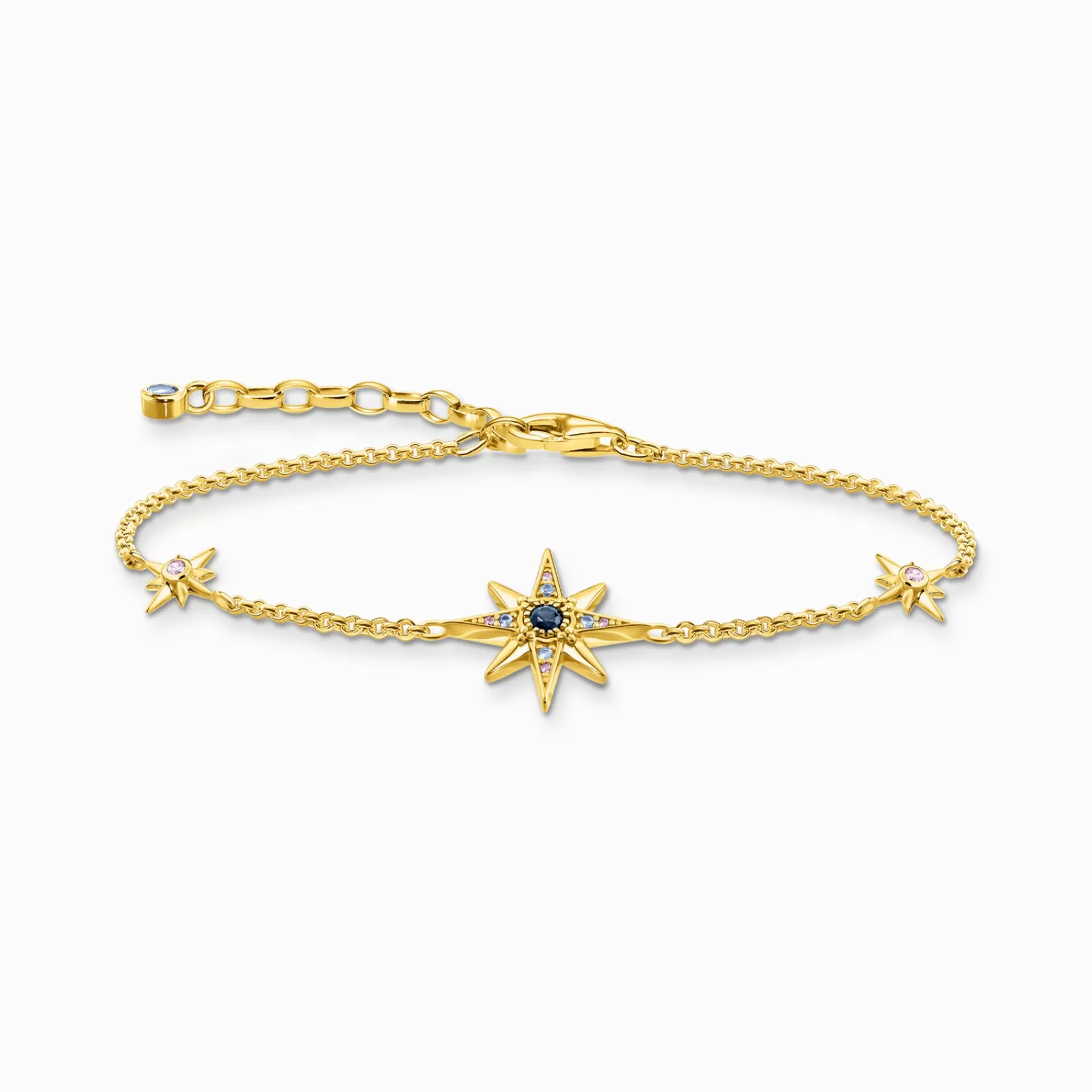 THOMAS SABO Armband | 18K plätering<ARMBAND ROYALTY STJ&AUML;RNOR MED STENAR GULD gult guldfargad, violett, mörkblå, ljusblå