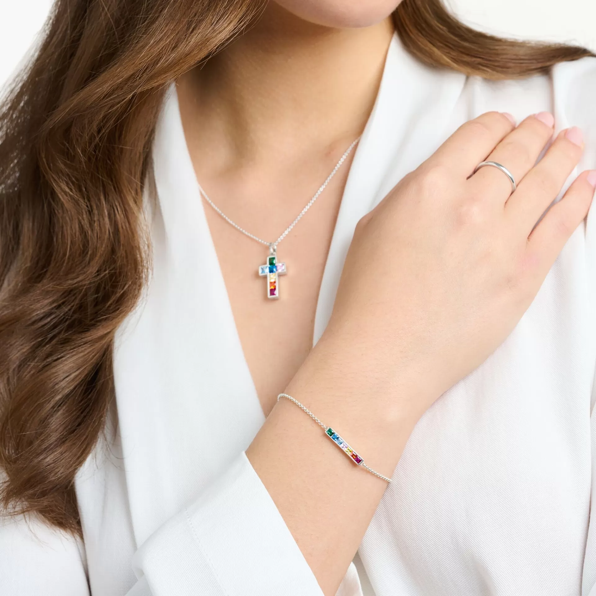 THOMAS SABO Armband | Återvunnet 925 silver<ARMBAND STENAR I F&AUML;RG SILVER silverfargad, rosa, guld, orange, grön, blå, ljusblå, röd