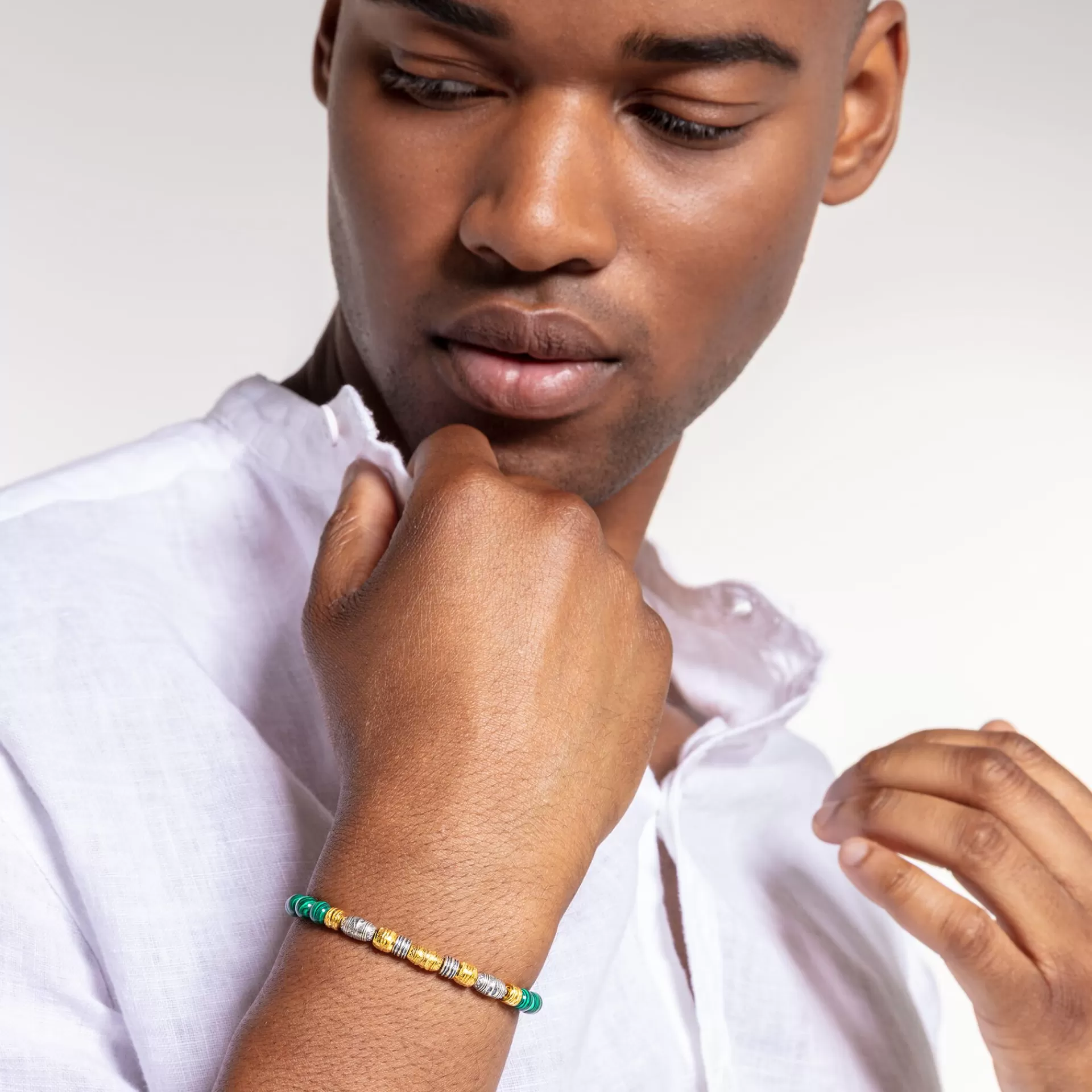 THOMAS SABO Armband | 18K plätering<ARMBAND TALISMAN BICOLOR GR&OUML;N silverfargad, gult guldfargad, grön