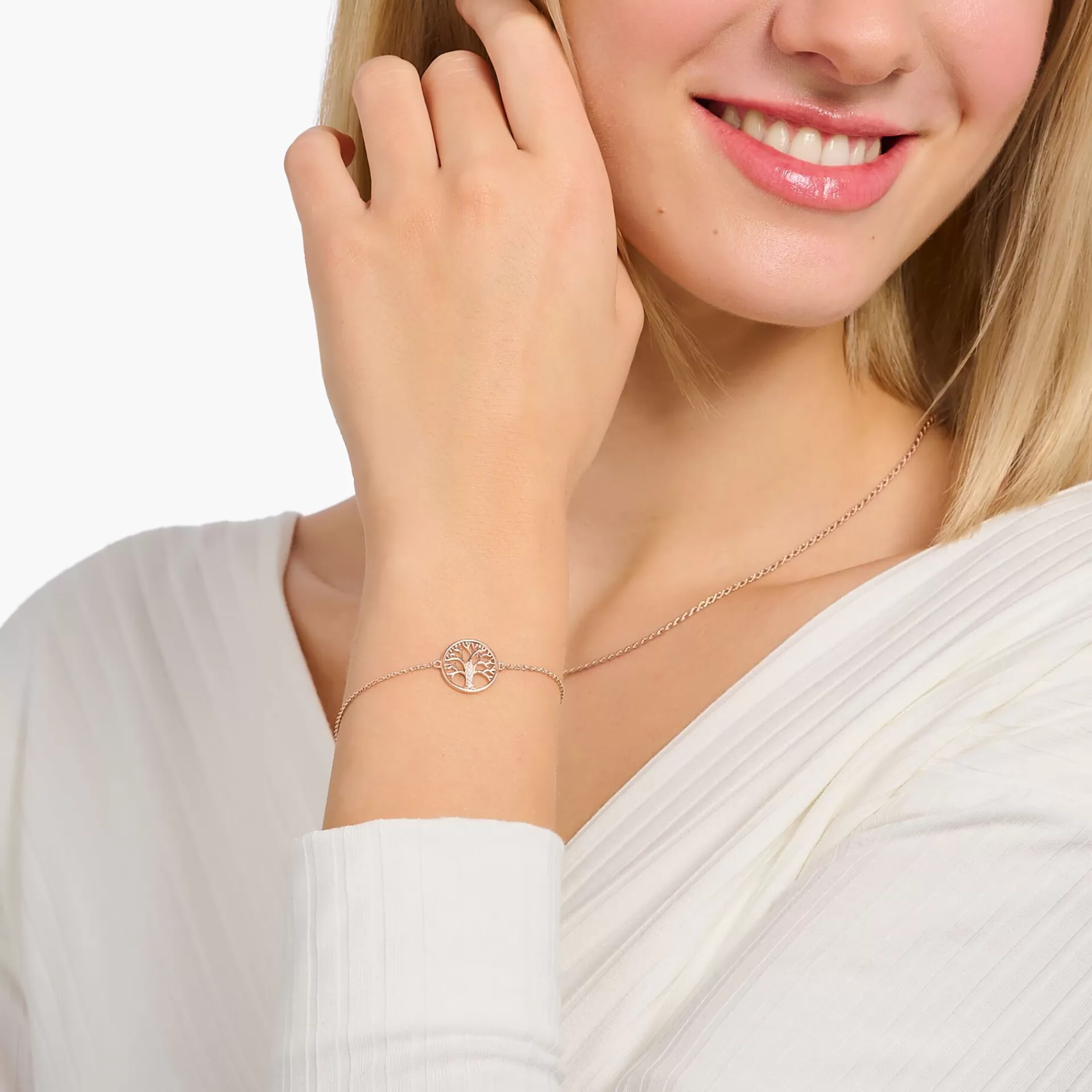 THOMAS SABO Armband | 18K roséguldplätering<ARMBAND TREE OF LOVE ROS&EACUTE; roséguldfargad, vit