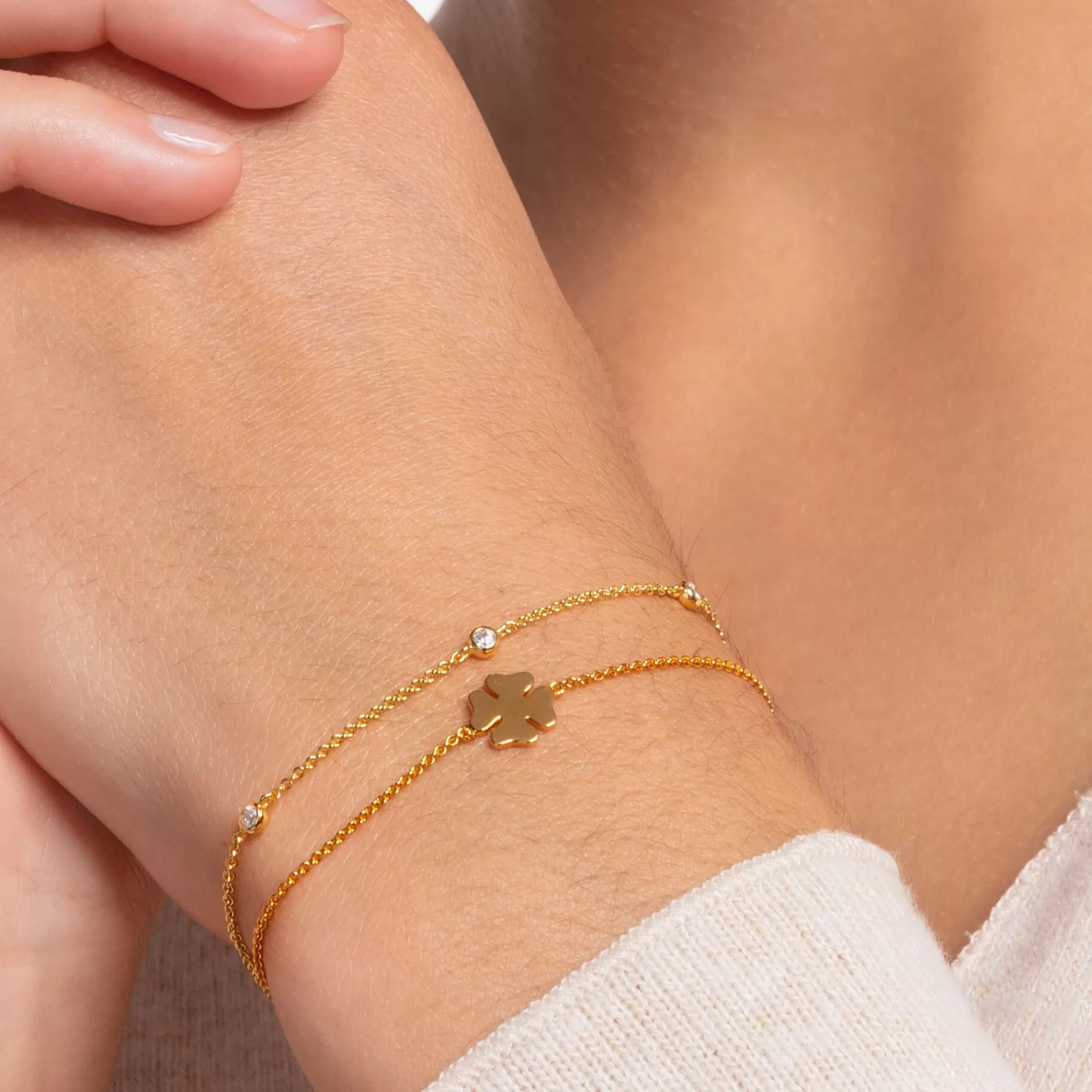 THOMAS SABO Armband | 18K plätering<ARMBAND VIT STENAR GULD vit, gult guldfargad