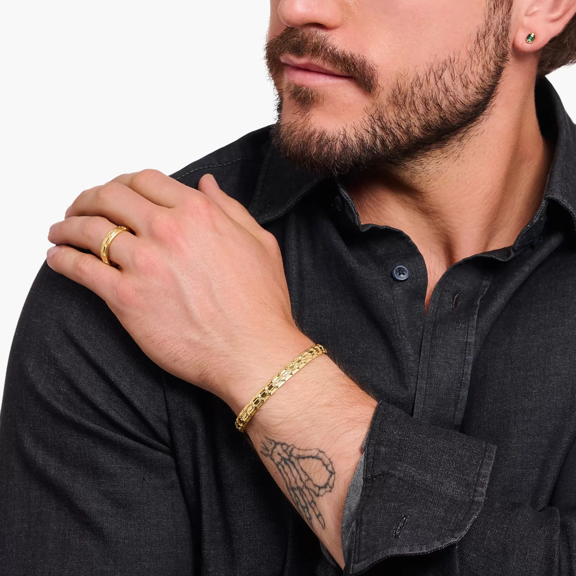 THOMAS SABO Armringar | Armringar<ARMRING, KROKODILFJ&AUML;LL, BRED, PL&AUML;TERAD gult guldfargad