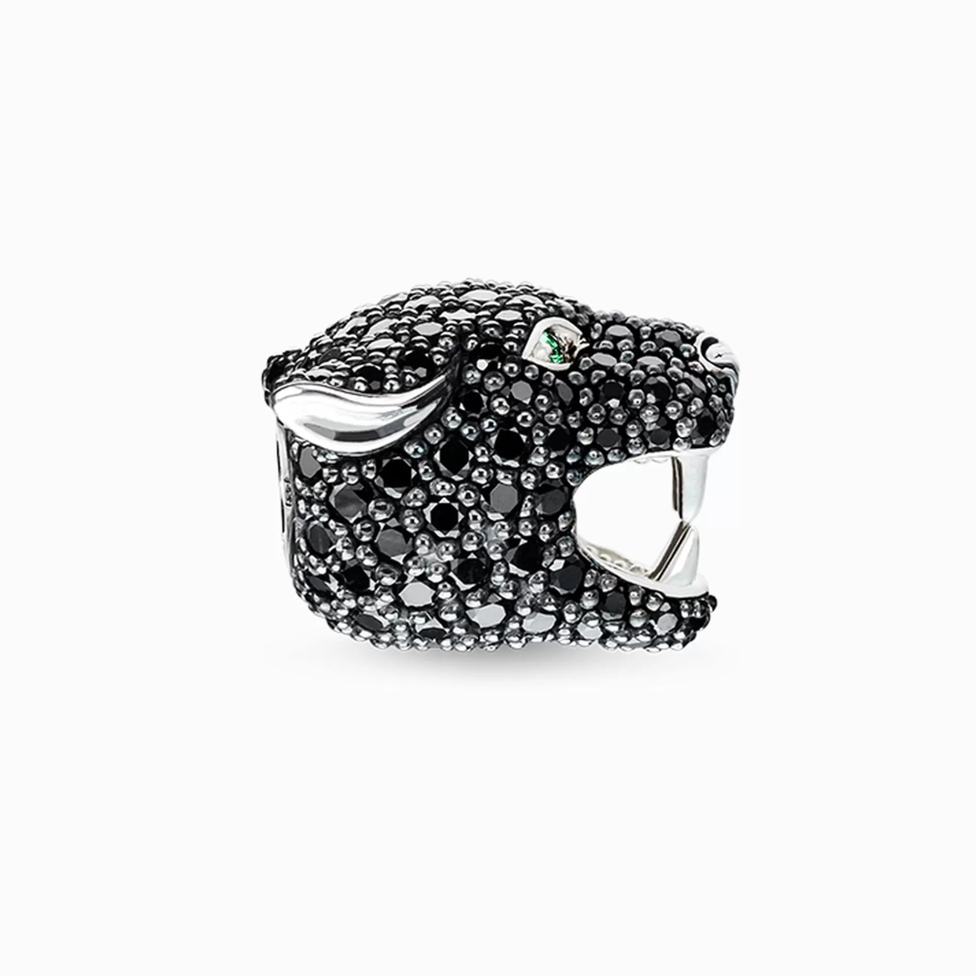 THOMAS SABO Beads | Återvunnet 925 silver<BEAD BLACK CAT grön, svart, silverfargad