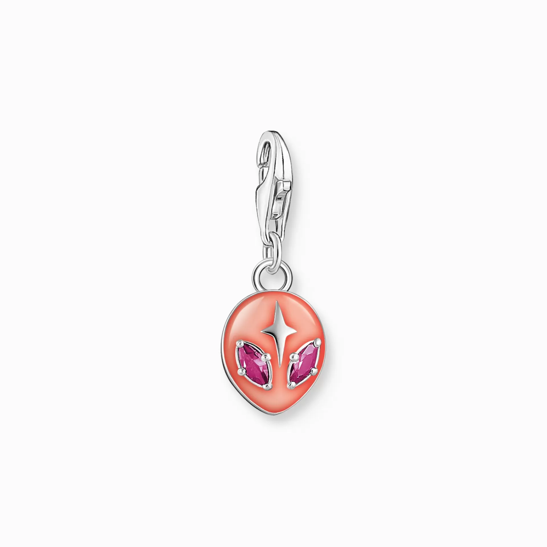 THOMAS SABO Charms | Charms<CHARM-H&AUML;NGSMYCKE ALIENHUVUD MED R&OUML;D KALLEMALJ OCH STENAR SILVER silverfargad, röd