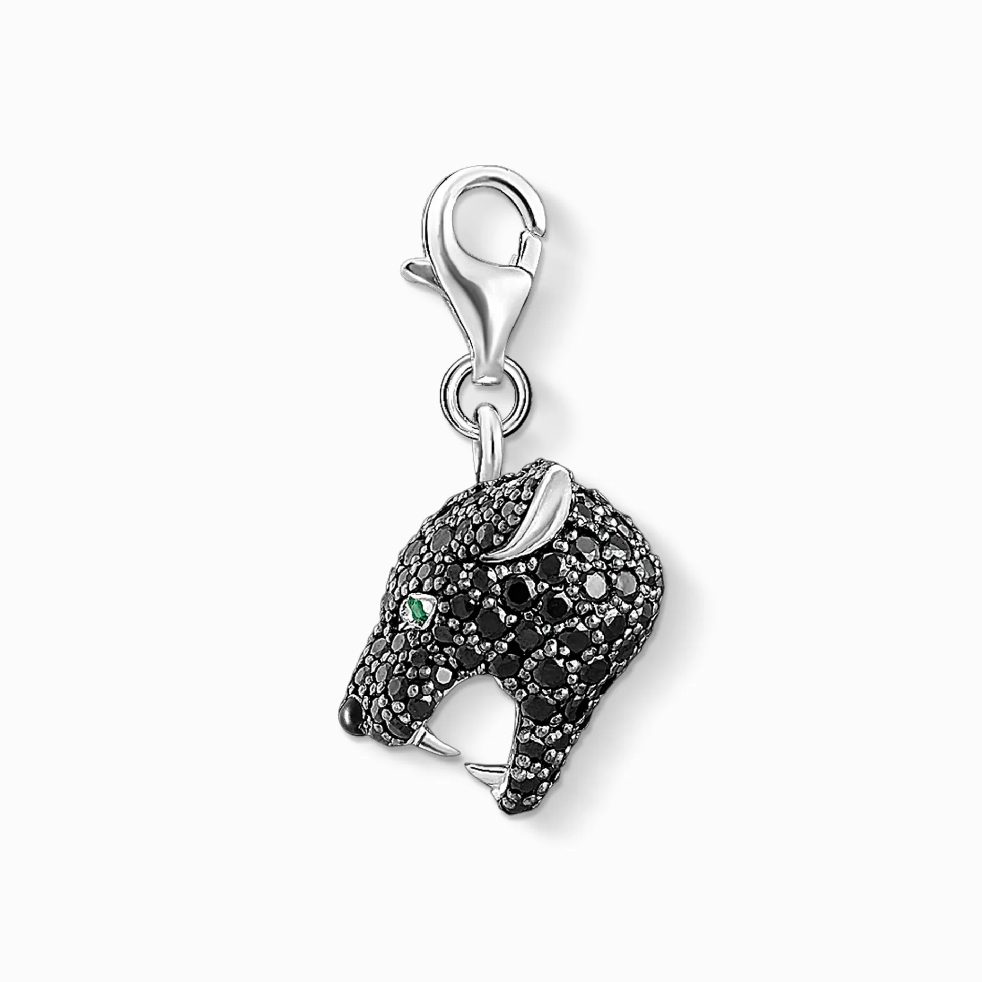 THOMAS SABO Charms | Charms<CHARM-H&AUML;NGSMYCKE BLACK CAT grön, svart, silverfargad