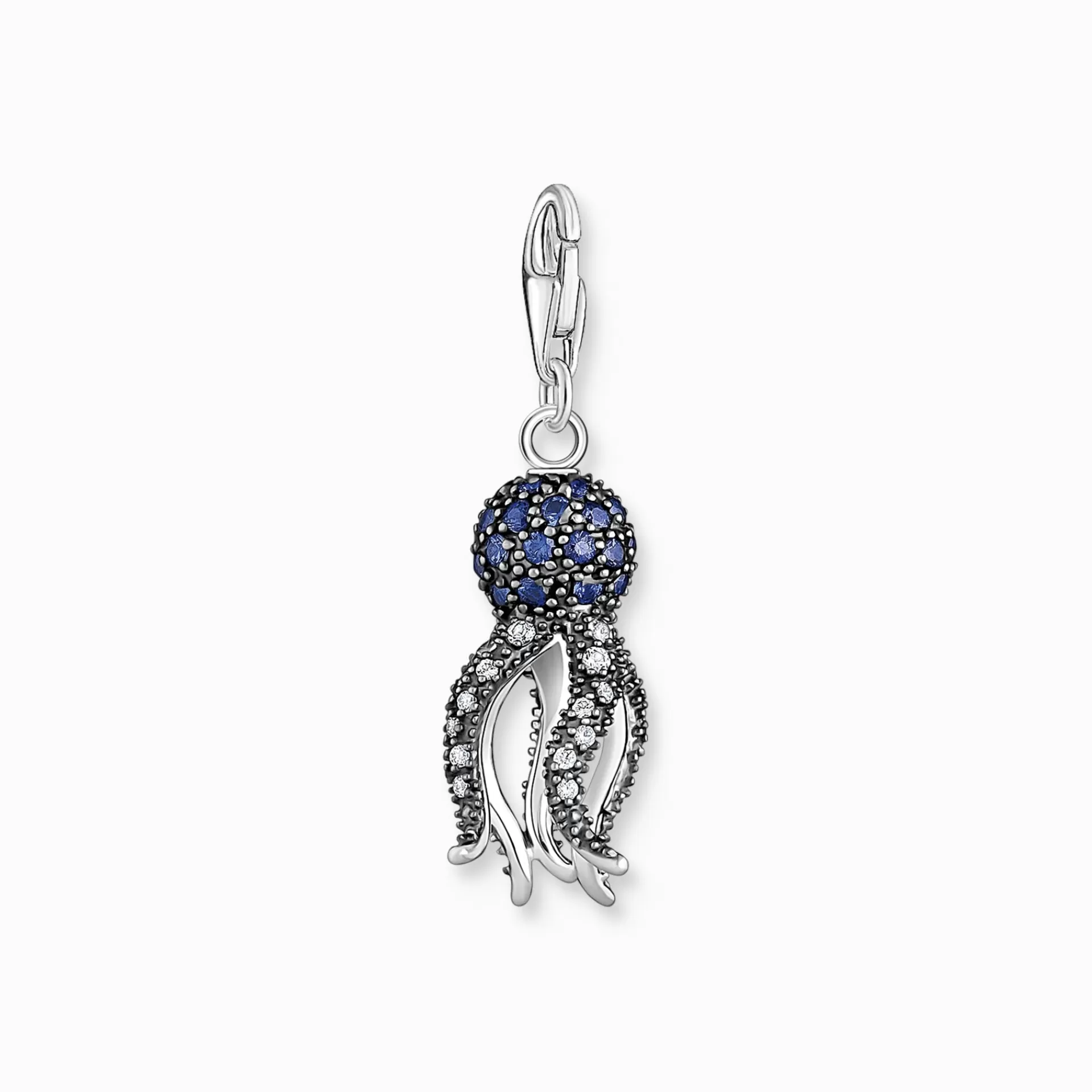 THOMAS SABO Charms | Charms<CHARM-H&AUML;NGSMYCKE BL&AUML;CKFISK MED BL&ARING; STENAR silverfargad, vit, mörkblå, ljusblå, svart