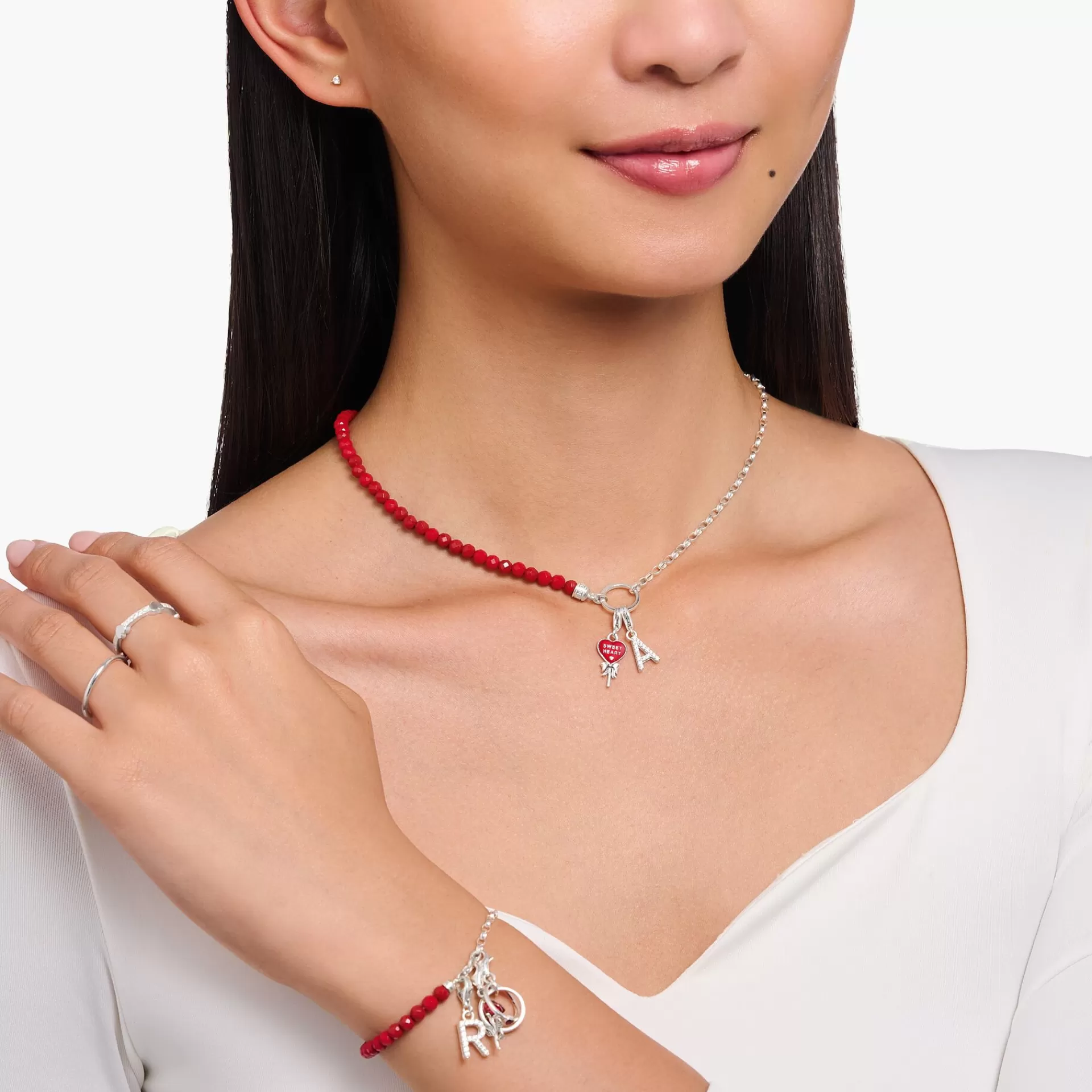 THOMAS SABO Charms | Charms<CHARM-H&AUML;NGSMYCKE BOKSTAVEN A MED VITA STENAR SILVER vit, silverfargad