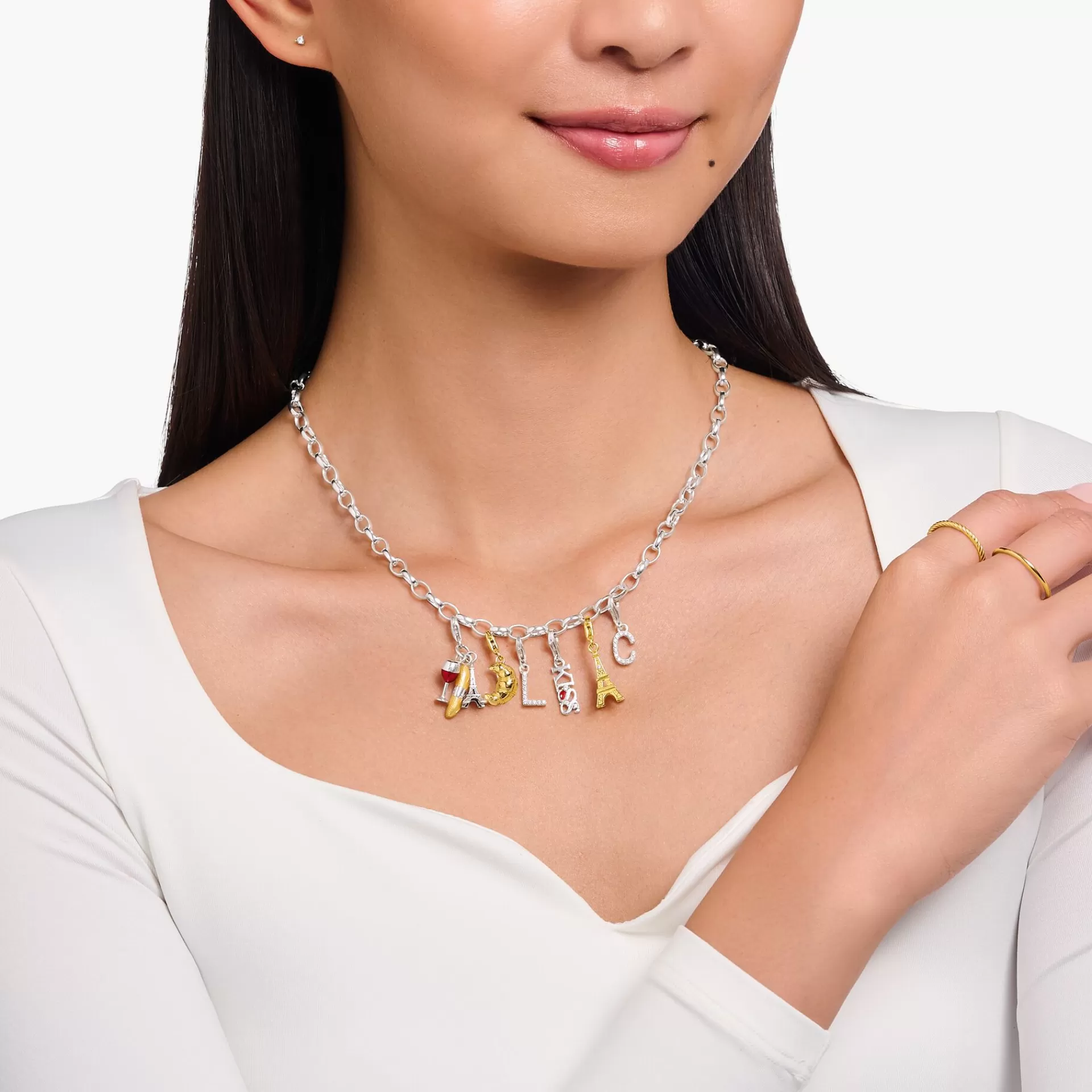THOMAS SABO Charms | Charms<CHARM-H&AUML;NGSMYCKE BOKSTAVEN C MED VITA STENAR SILVER vit, silverfargad