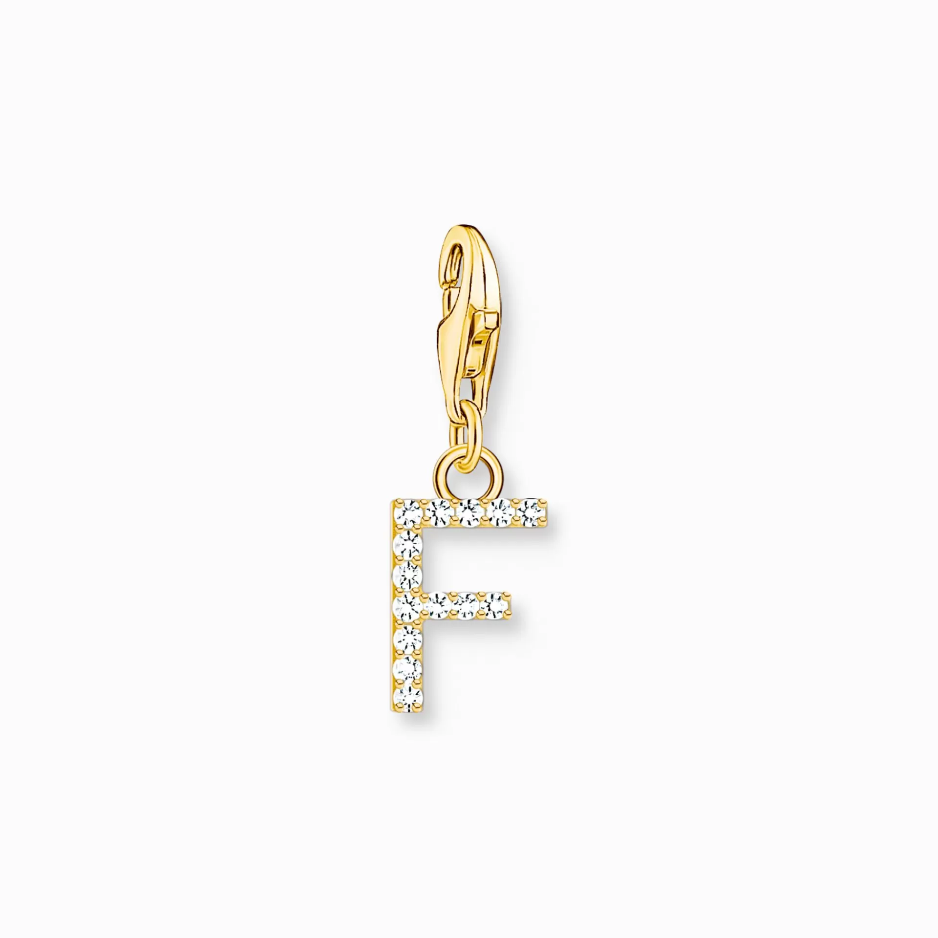 THOMAS SABO Charms | Charms<CHARM-H&AUML;NGSMYCKE BOKSTAVEN F MED VITA STENAR GULDPL&AUML;TERAD vit, gult guldfargad