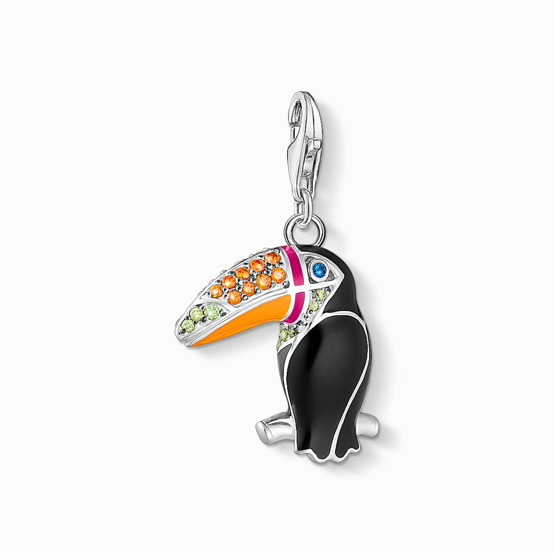 THOMAS SABO Charms | Charms<CHARM-H&AUML;NGSMYCKE F&AUML;RGGLAD TUKAN SILVER blå, orange, rosa, svart, silverfargad