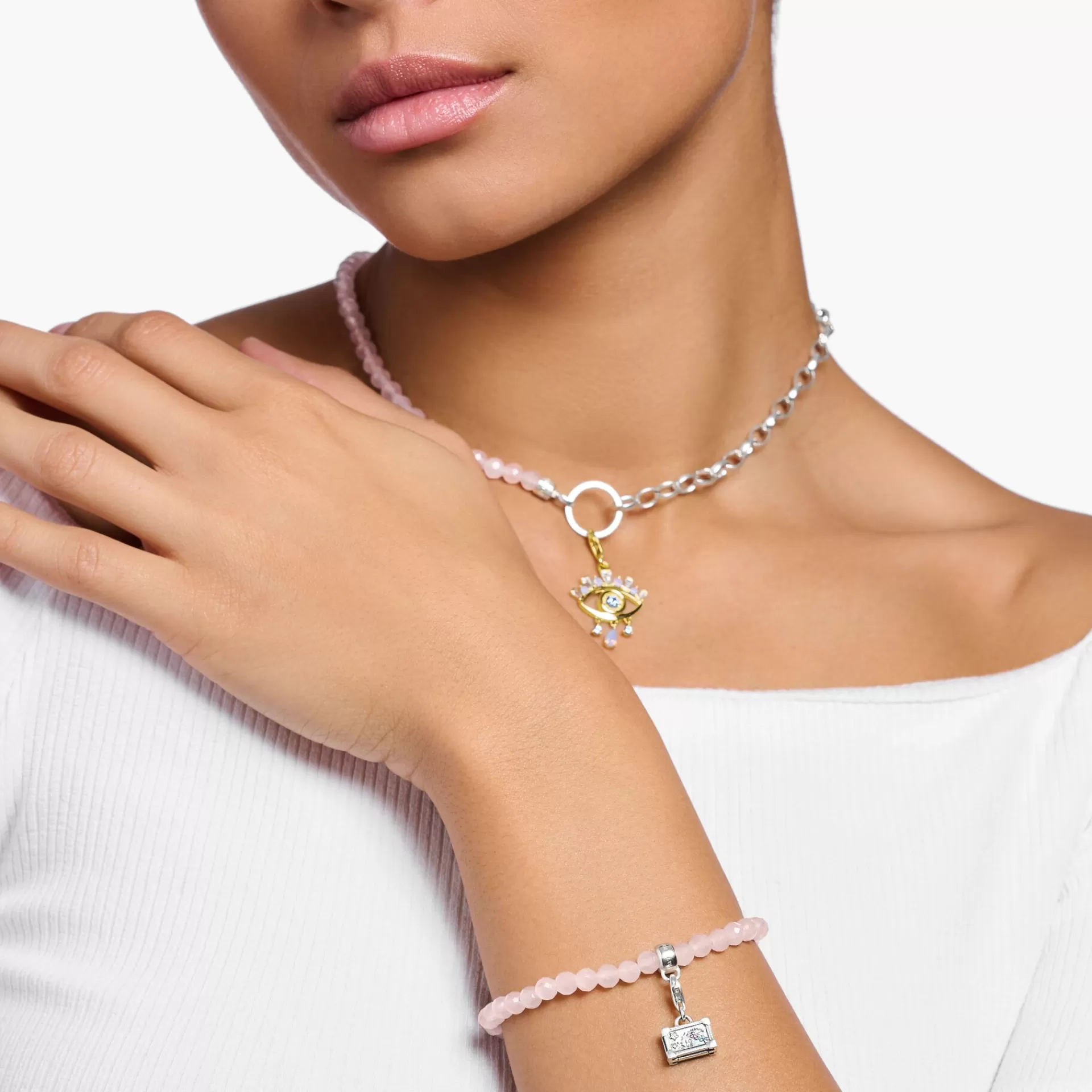 THOMAS SABO Charms | Charms<CHARM-H&AUML;NGSMYCKE F&AUML;RGGLAD VINTAGE RESV&AUML;SKAN SILVER silverfargad, röd, grön, mörkblå, vit