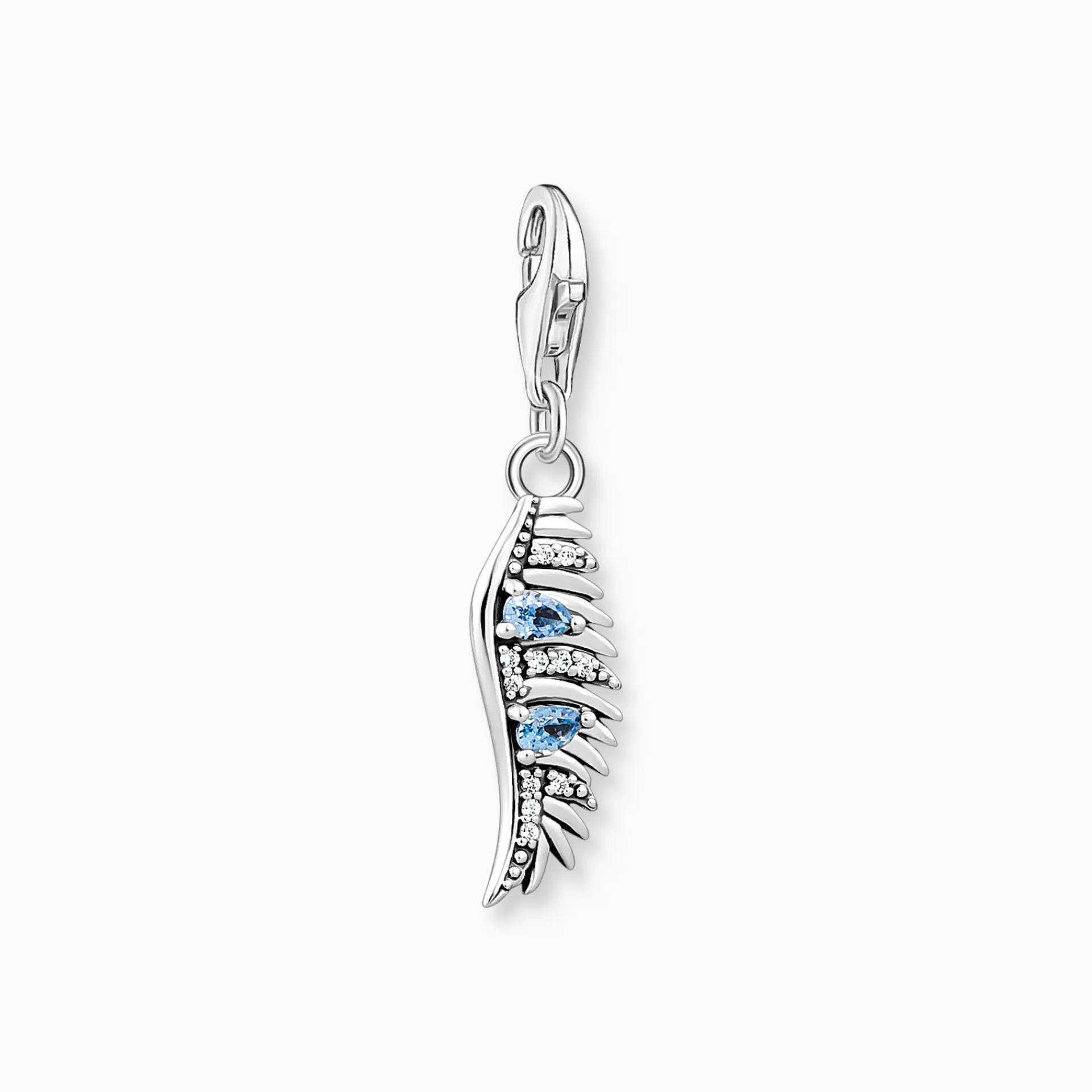 THOMAS SABO Charms | Charms<CHARM-H&AUML;NGSMYCKE FENIXFJ&AUML;DER MED BL&ARING; STENAR SILVER silverfargad, vit, ljusblå