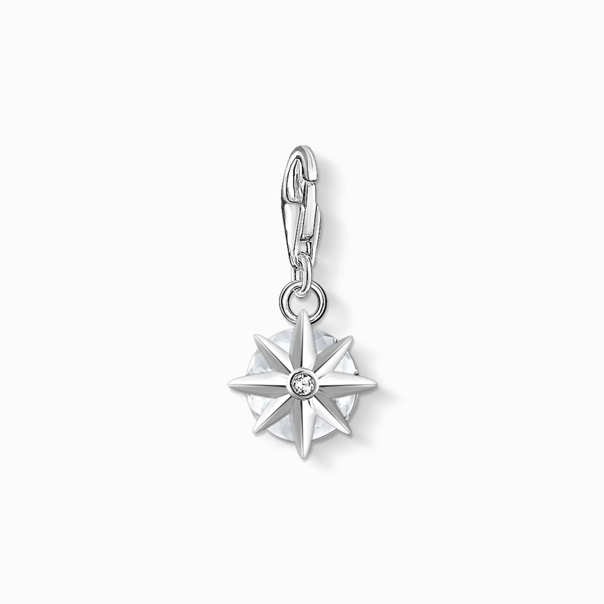 THOMAS SABO Charms | Charms<CHARM-H&AUML;NGSMYCKE M&ARING;NADSSTEN APRIL vit, silverfargad
