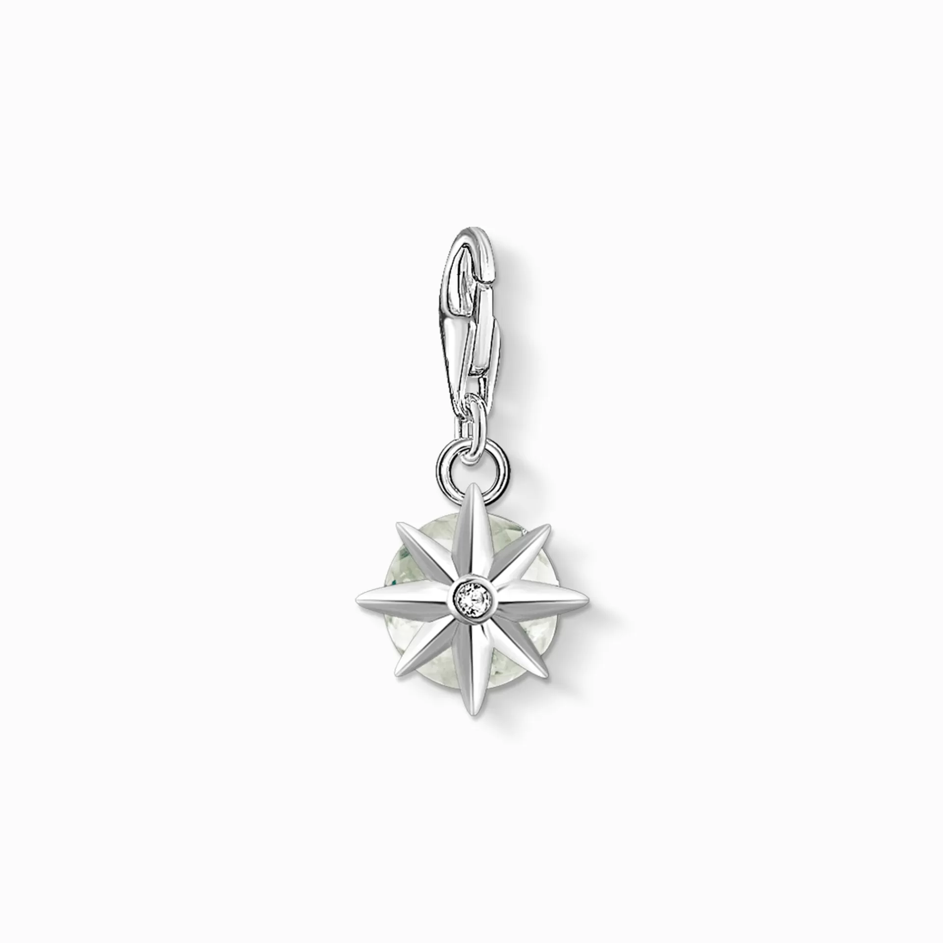 THOMAS SABO Charms | Charms<CHARM-H&AUML;NGSMYCKE M&ARING;NADSSTEN AUGUSTI ljusgrön, vit, silverfargad