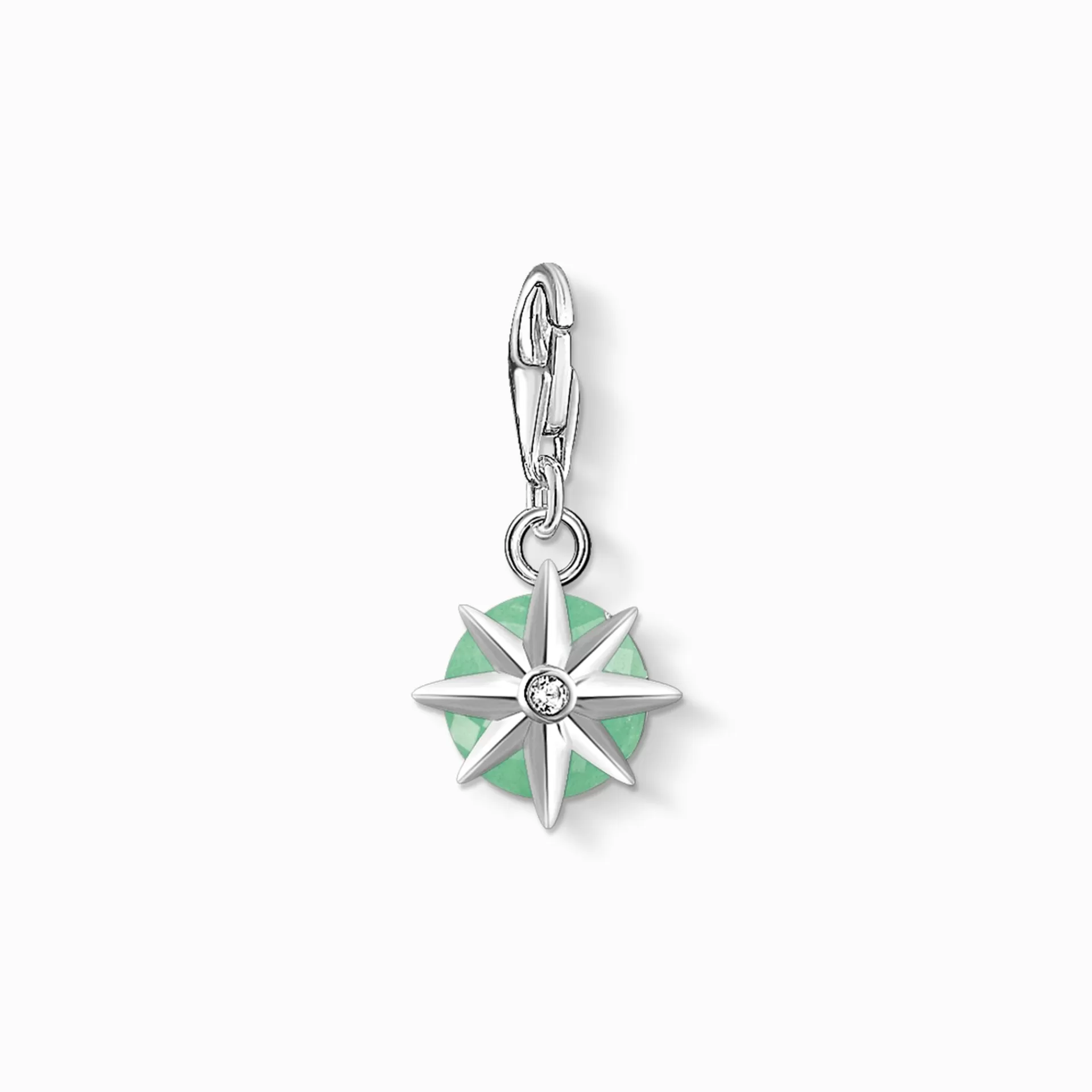 THOMAS SABO Charms | Charms<CHARM-H&AUML;NGSMYCKE M&ARING;NADSSTEN MAJ grön, vit, silverfargad
