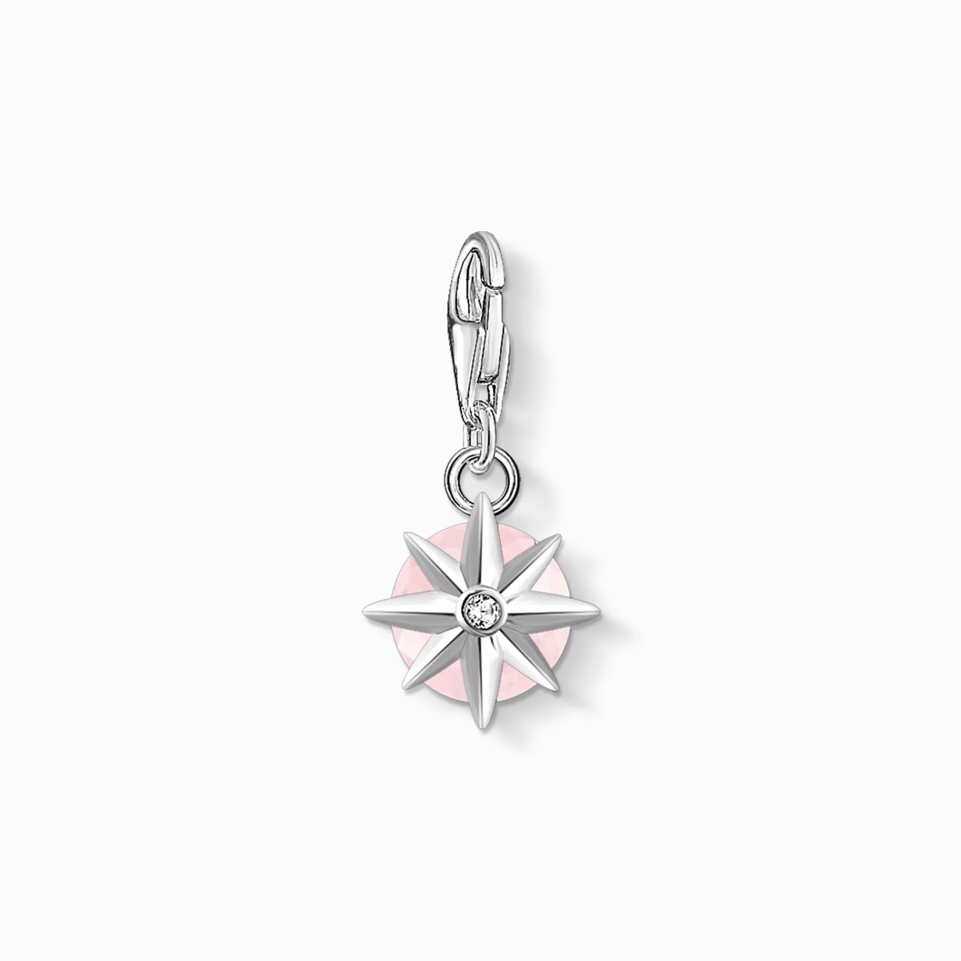 THOMAS SABO Charms | Charms<CHARM-H&AUML;NGSMYCKE M&ARING;NADSSTEN OKTOBER rosa, vit, silverfargad