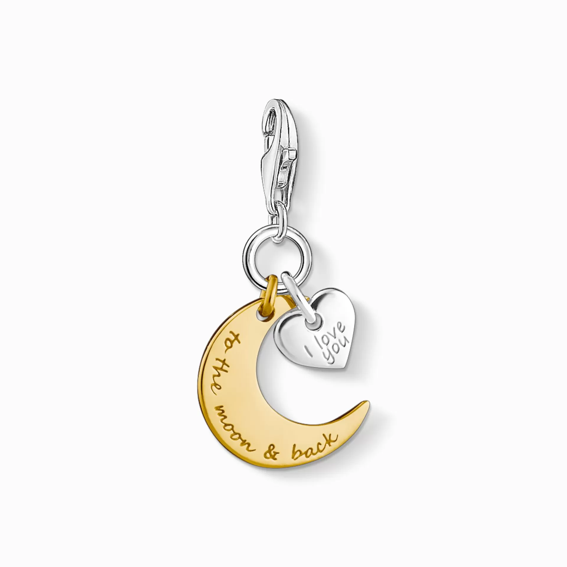 THOMAS SABO 18K plätering | Upp till SEK 1.100<CHARM-H&AUML;NGSMYCKE M&ARING;NE  HJ&AUML;RTA I LOVE YOU TO THE MOON  BACK gult guldfargad, silverfargad
