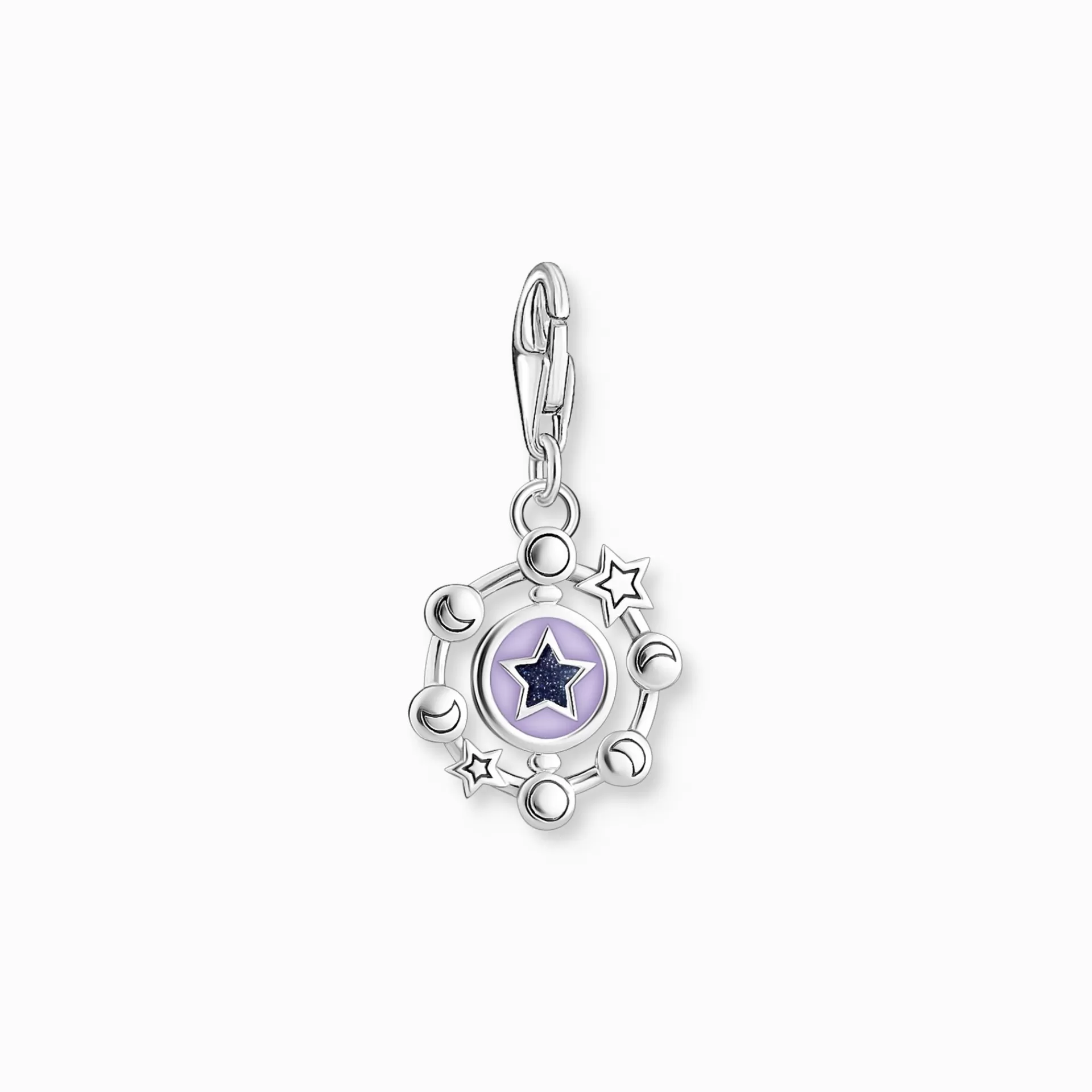 THOMAS SABO Charms | Charms<CHARM-H&AUML;NGSMYCKE M&ARING;NFAS MED IMITERAD SANDSTEN SV&AUML;RTAT SILVER silverfargad, mörkblå, violett