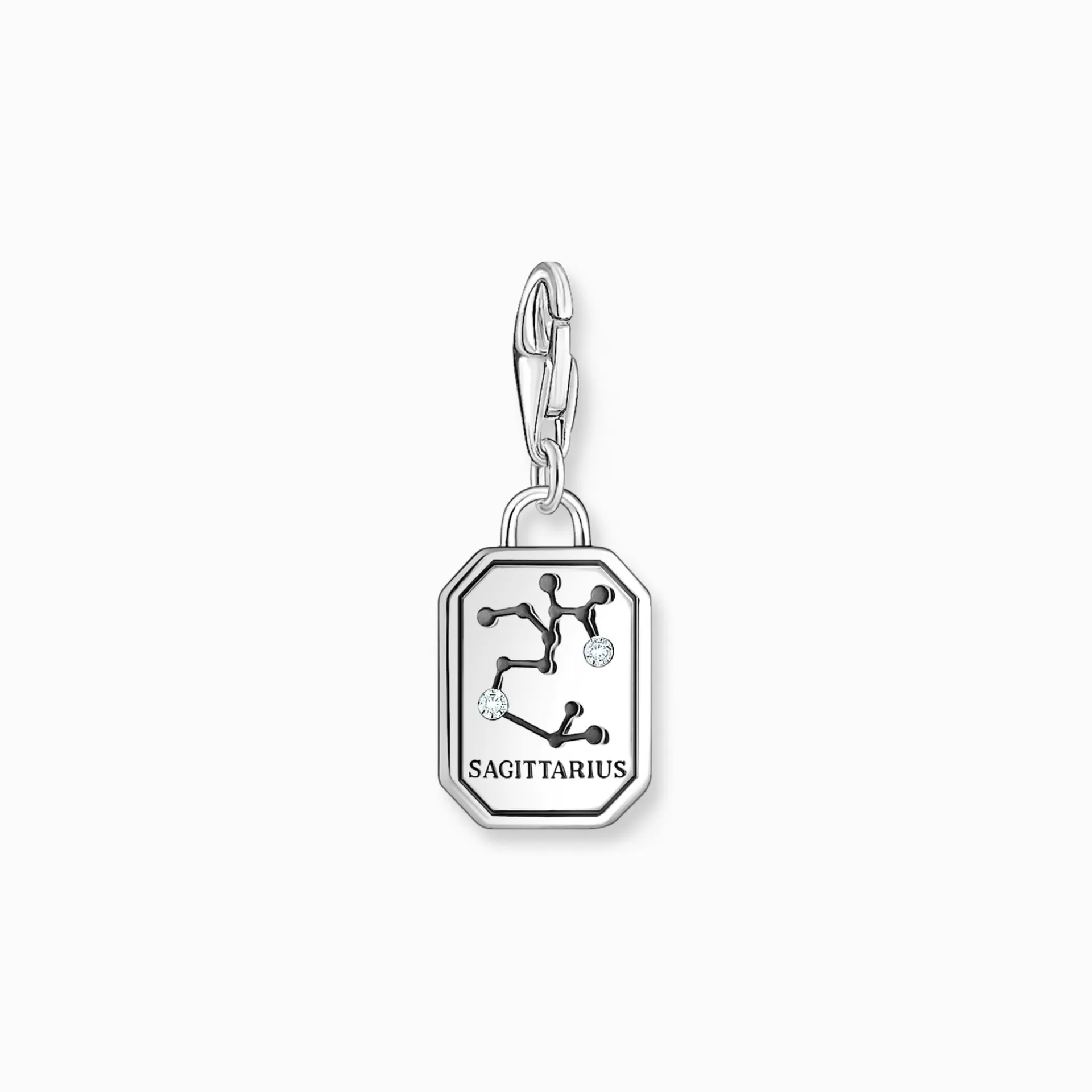 THOMAS SABO Charms | Charms<CHARM-H&AUML;NGSMYCKE STJ&AUML;RNTECKNET SKYTTEN MED STENAR, SILVER silverfargad, vit