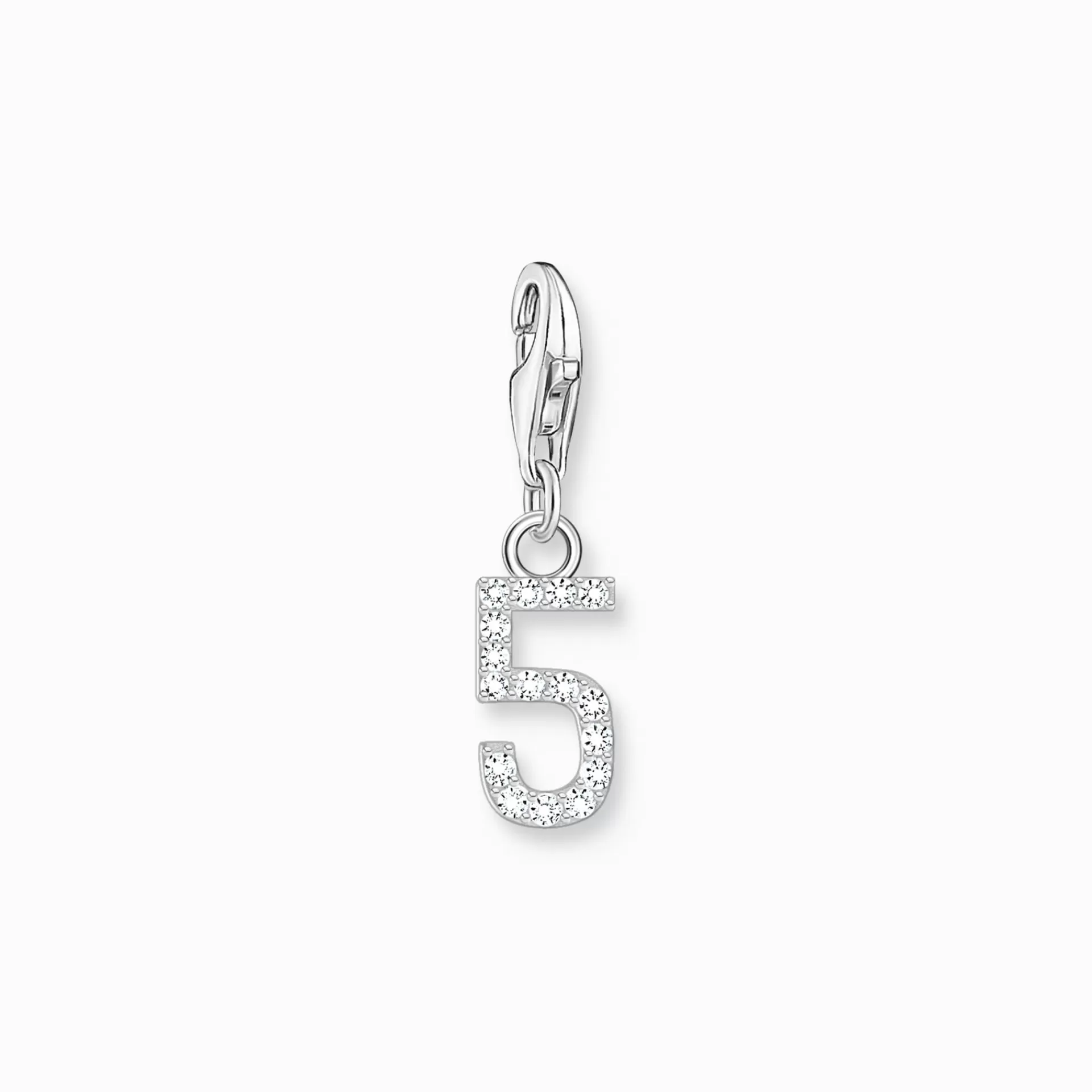THOMAS SABO Charms | Charms<CHARM-H&AUML;NGSMYCKE TALET 5 MED VITA STENAR, SILVER silverfargad, vit