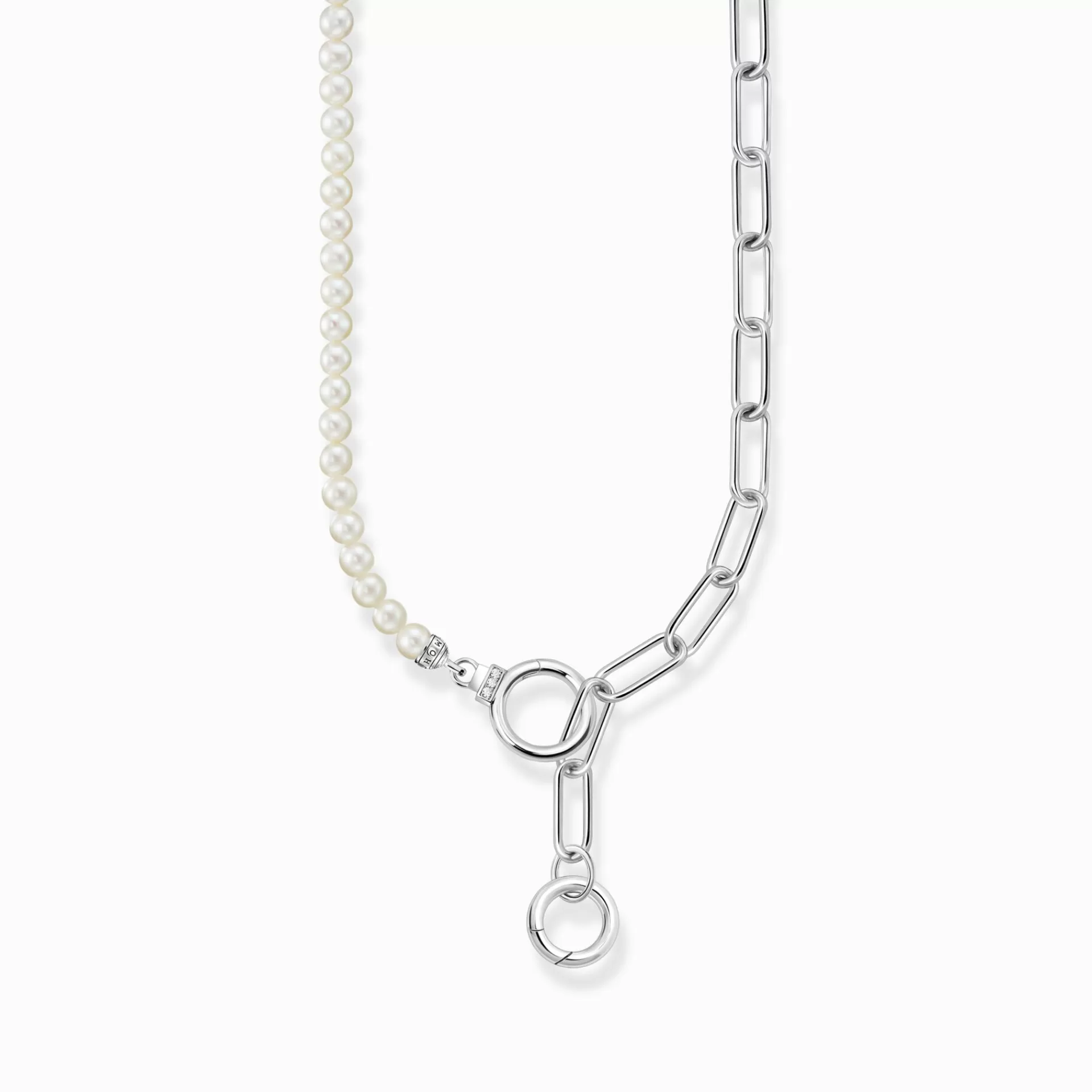 THOMAS SABO Halsband | Återvunnet 925 silver<COLLIER AV ODLADE S&OUML;TVATTENSP&AUML;RLOR MED L&AUML;NKKEDJA I SILVER silverfargad, vit