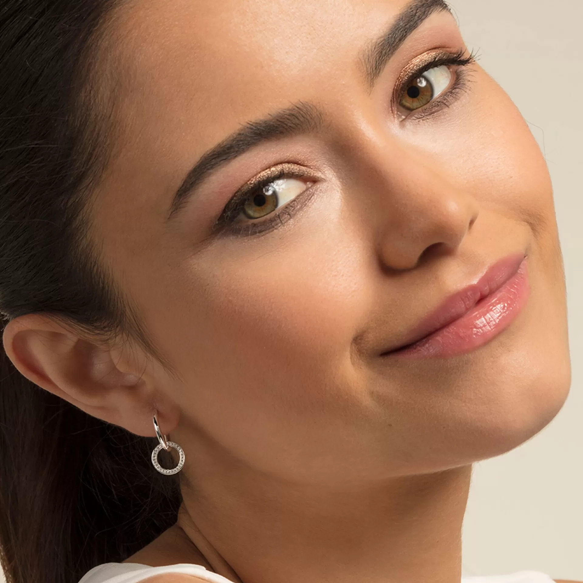 THOMAS SABO Återvunnet 925 silver<CREOL&OUML;RH&AUML;NGEN CIRKEL silverfargad, vit
